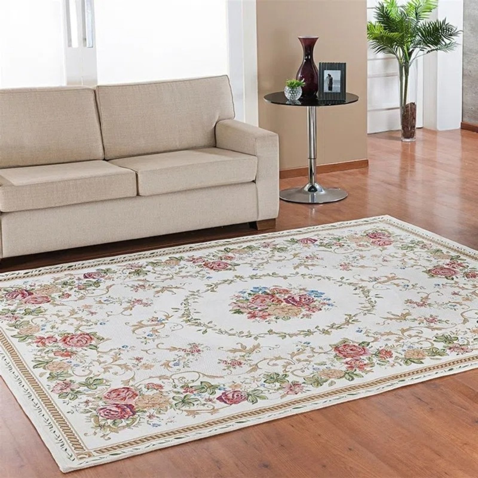 Vista 2 Tapete Sala Quarto 1,40x2,00 Antiderrapante Niazitex Jasmin bege Niazitex bege