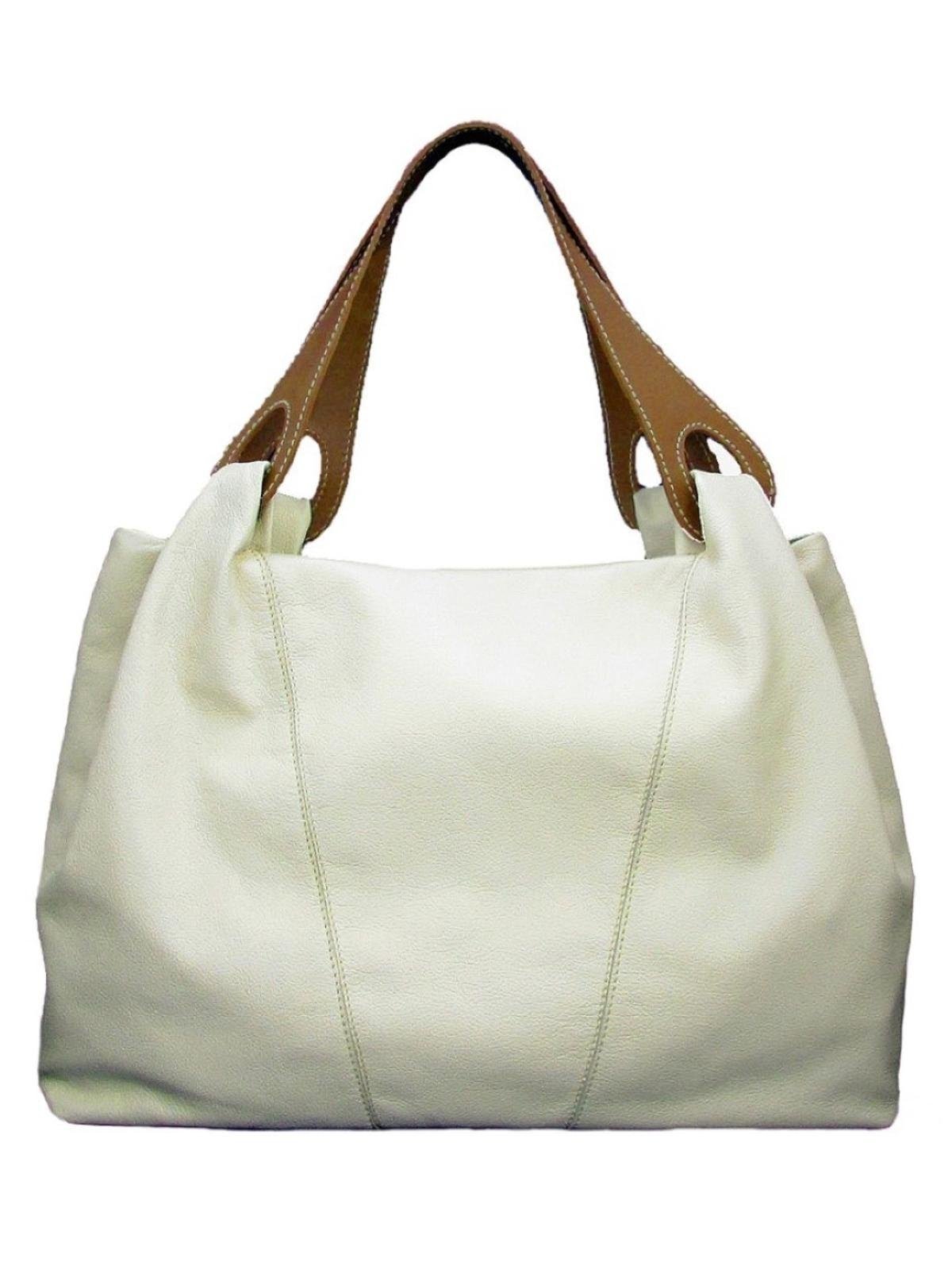 Bolsa SN Couros Atenas Off White/Caramelo