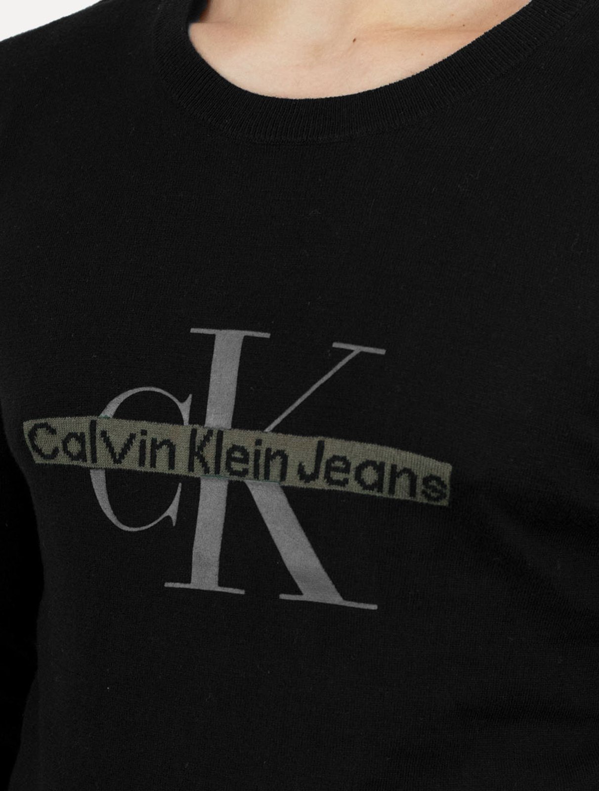 Vista 3 Suéter Calvin Klein Jeans Masculino Tricot Logo Reissue preto Calvin Klein preto