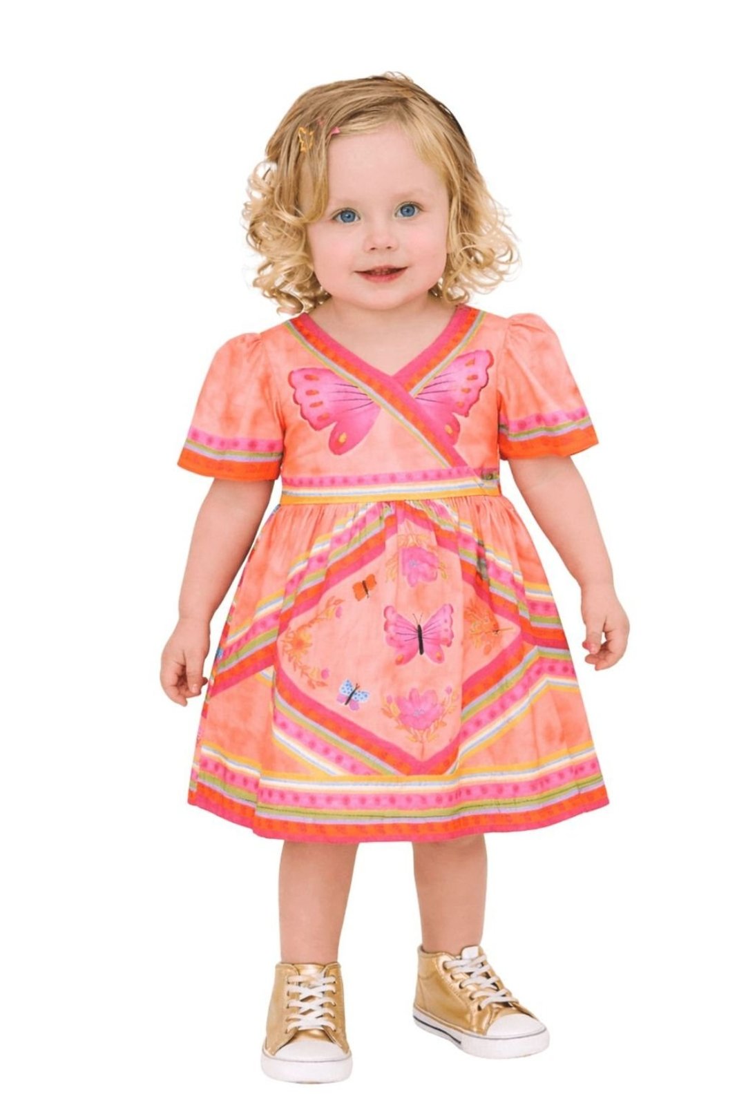 Infantil - Vestido e Calcinha Borbolistras Alphabeto Laranja Laranja