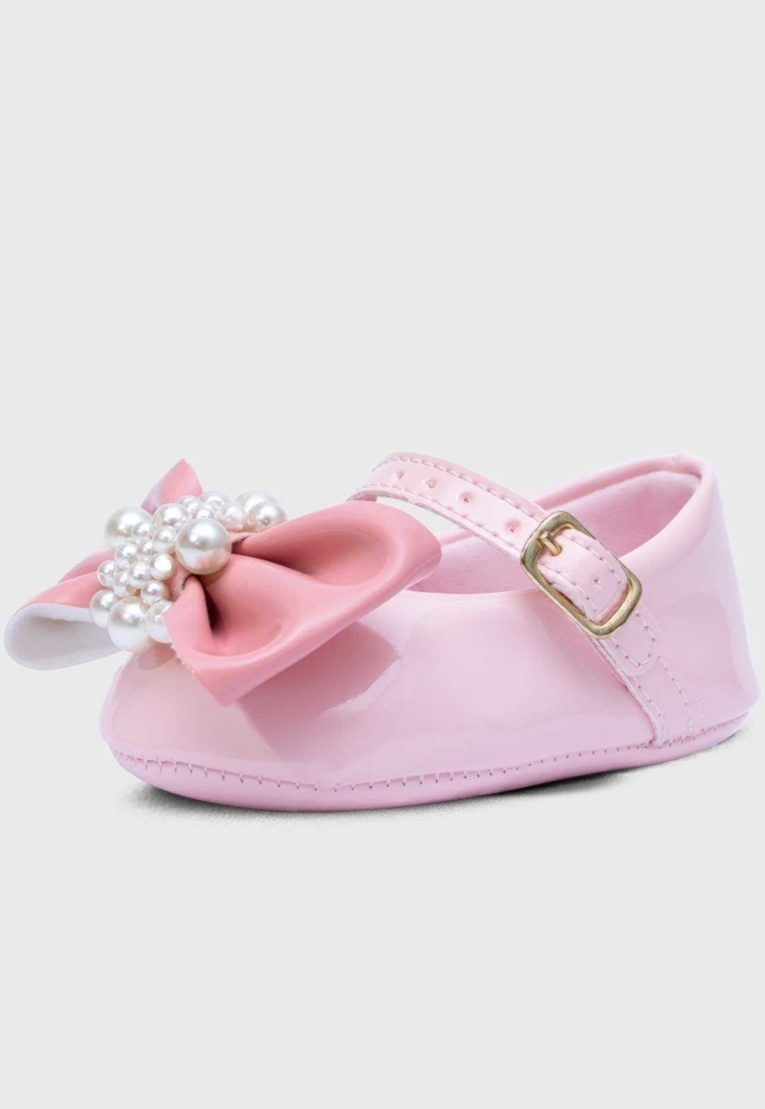 Infantil – Sapatilha Popidi Menina Laço Perola Rosa