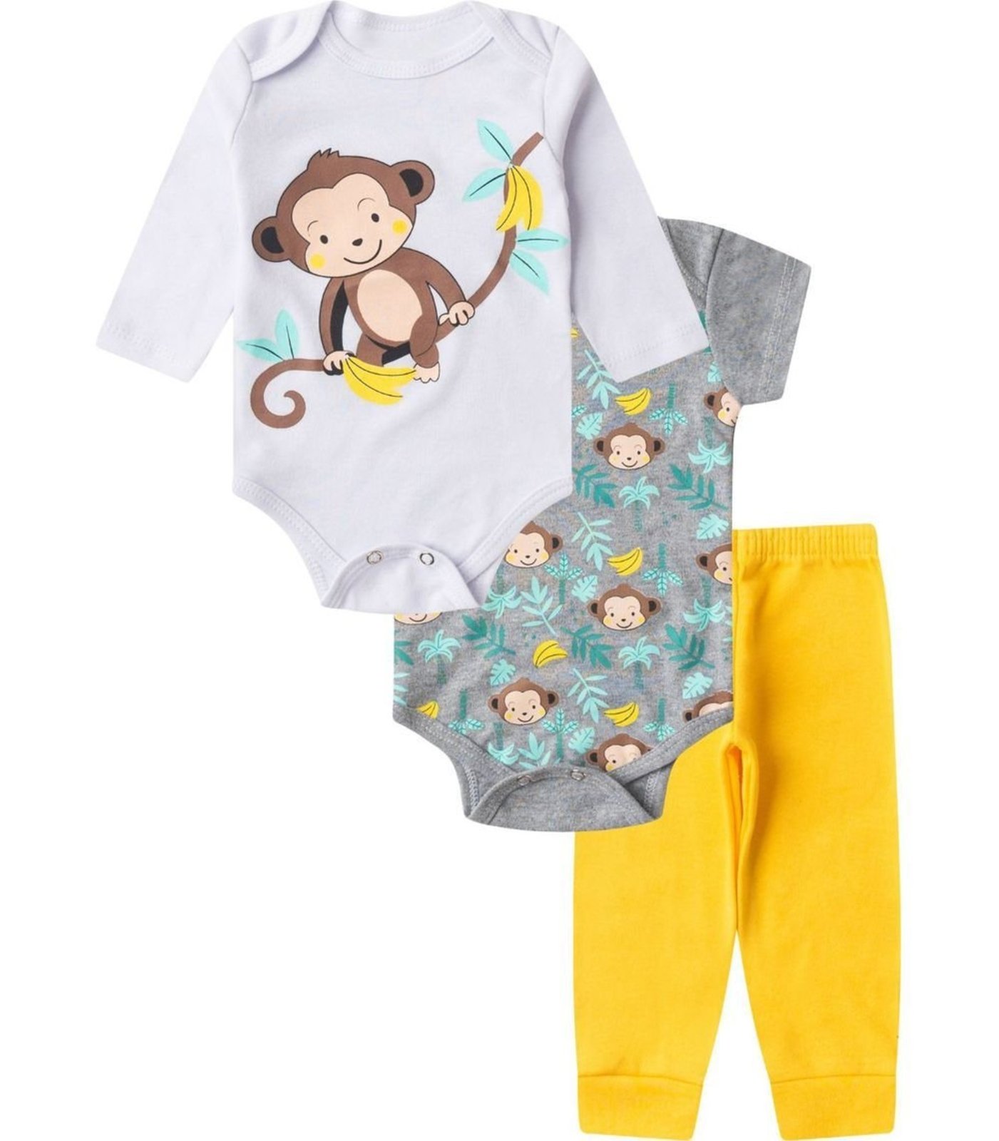 Infantil - Kit Body Longo 3 Peças Kappes Branco