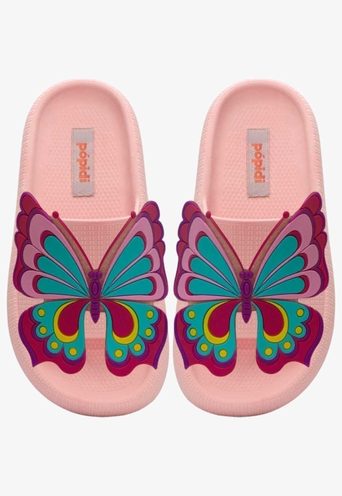 Vista 3 Infantil - Chinelo Nuvem Pópidi Feminina Menina Borboleta preto Pópidí preto
