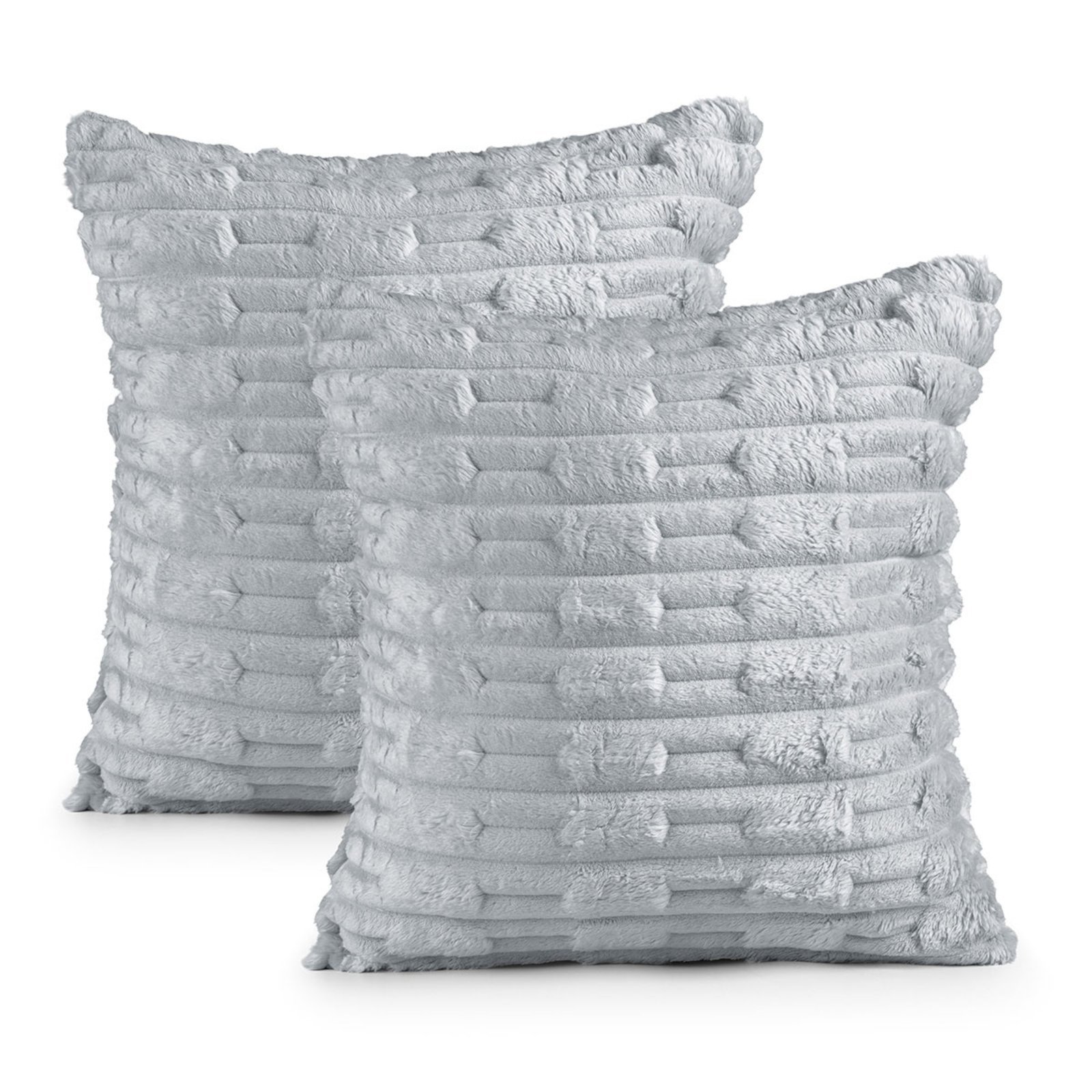 Kit 2 Capas de Almofada Casa Scarpa Polar Manta Ultrasoft com Ziper Decorativa Sofá Sala Quarto Cinza Platina
