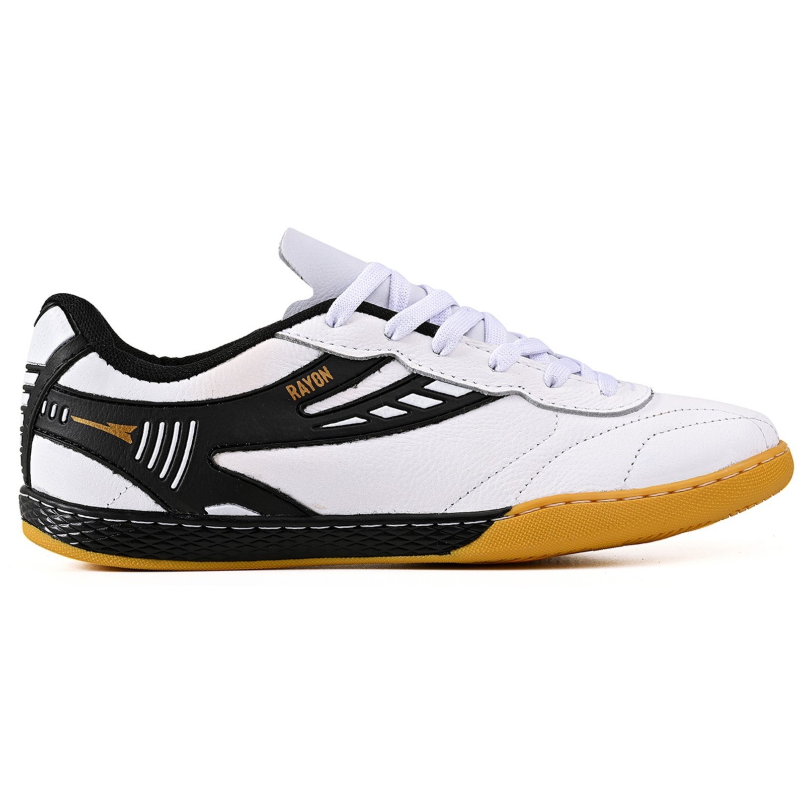 Vista 3 Kit Chuteira Futsal Couro Futebol Quadra Salao + Relogio Adulto CALCADOS LGHT LIGHT branco CALCADOS LGHT LIGHT branco