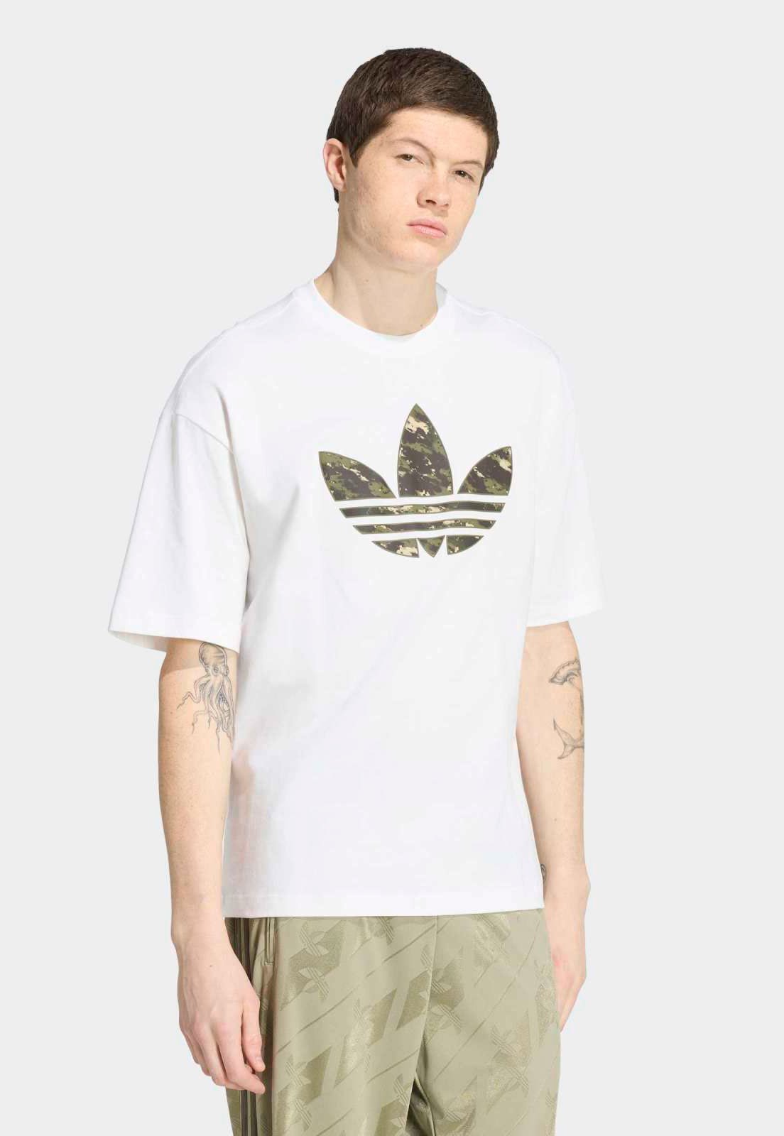 Camiseta Masculina adidas Originals Trefoil Camo Branca