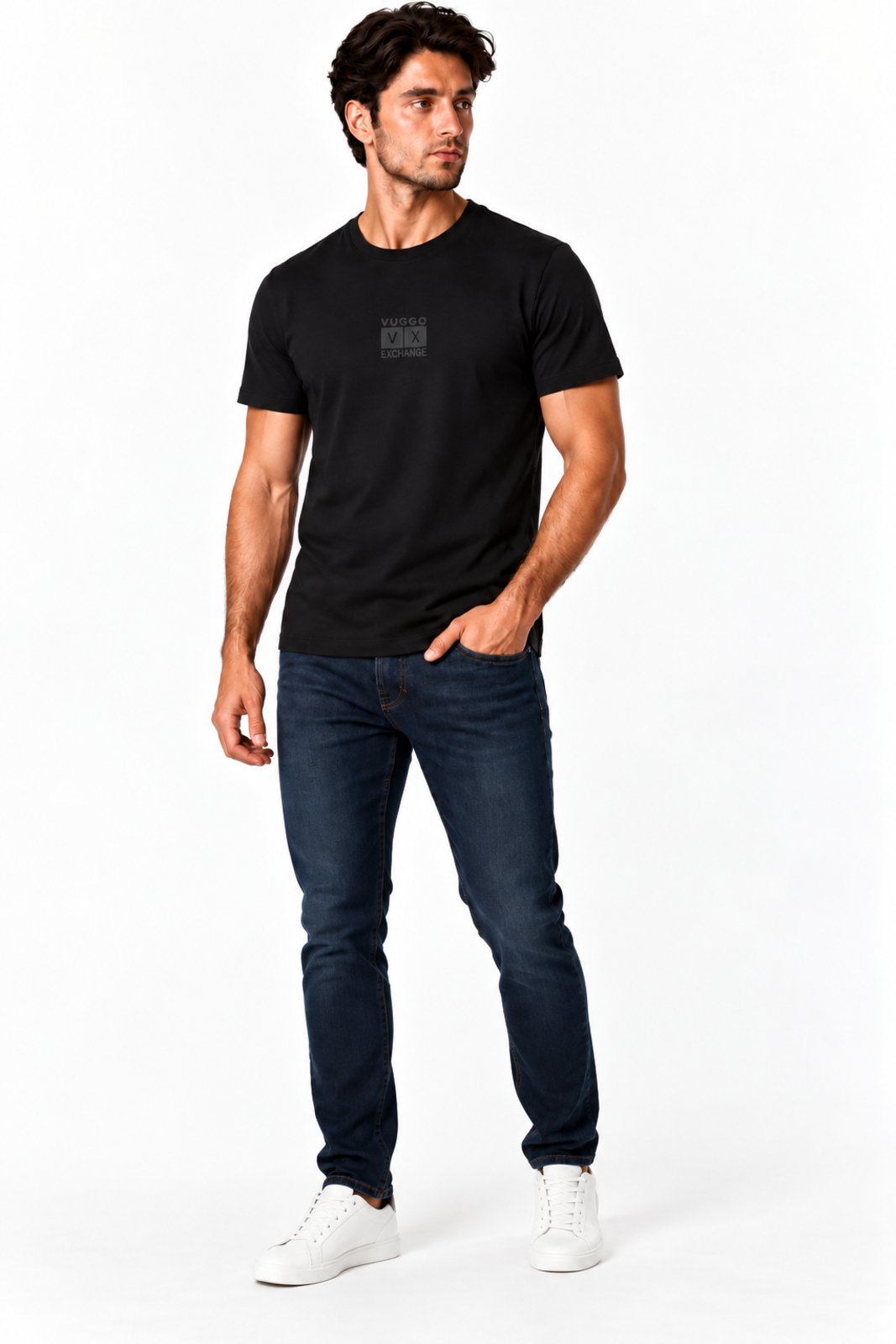 Camiseta Masculina D Bell Outlet Fashion Algodão com Elastano Preto