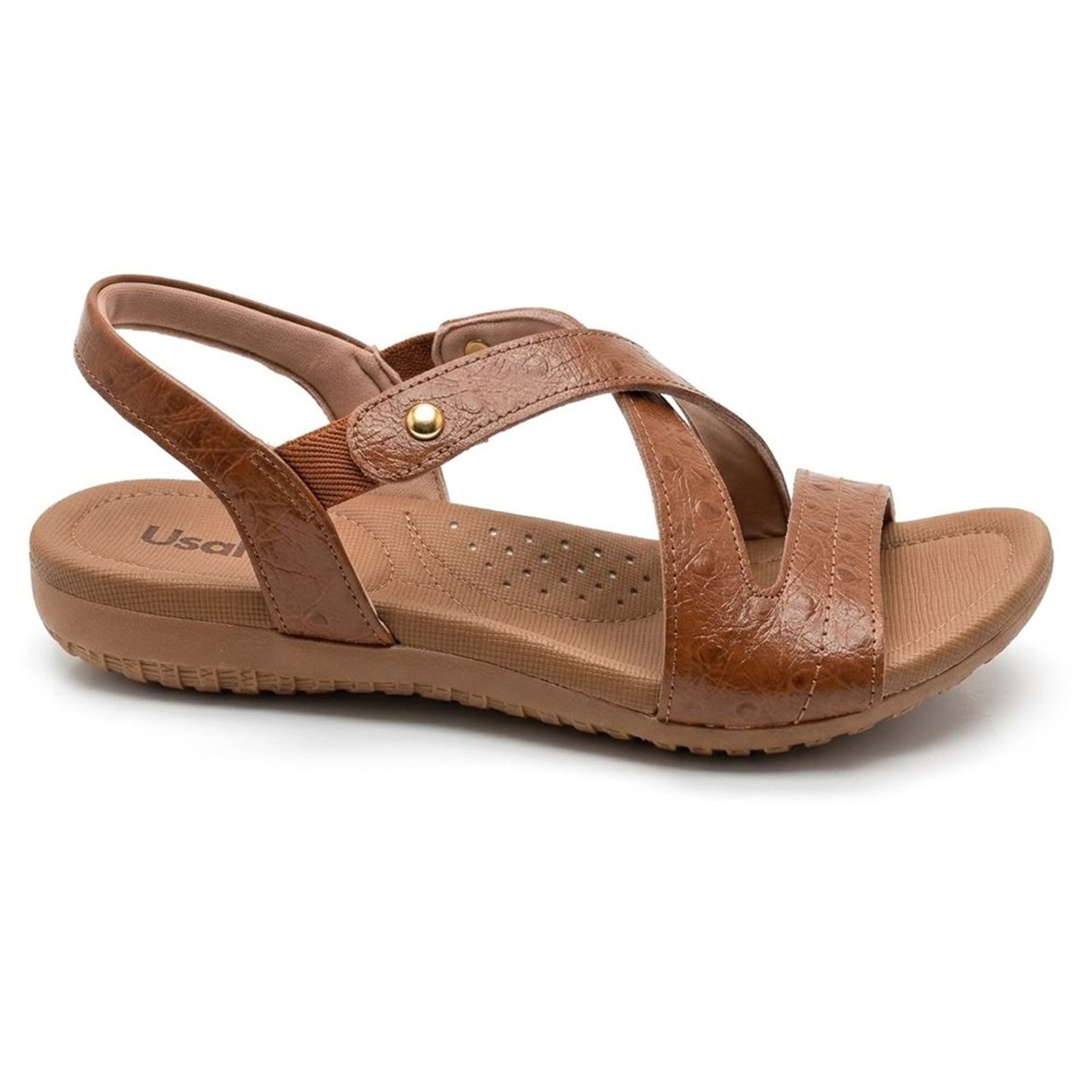 Sandália Usaflex Rasteira Couro Elastico Conforto R1804 Avela-199