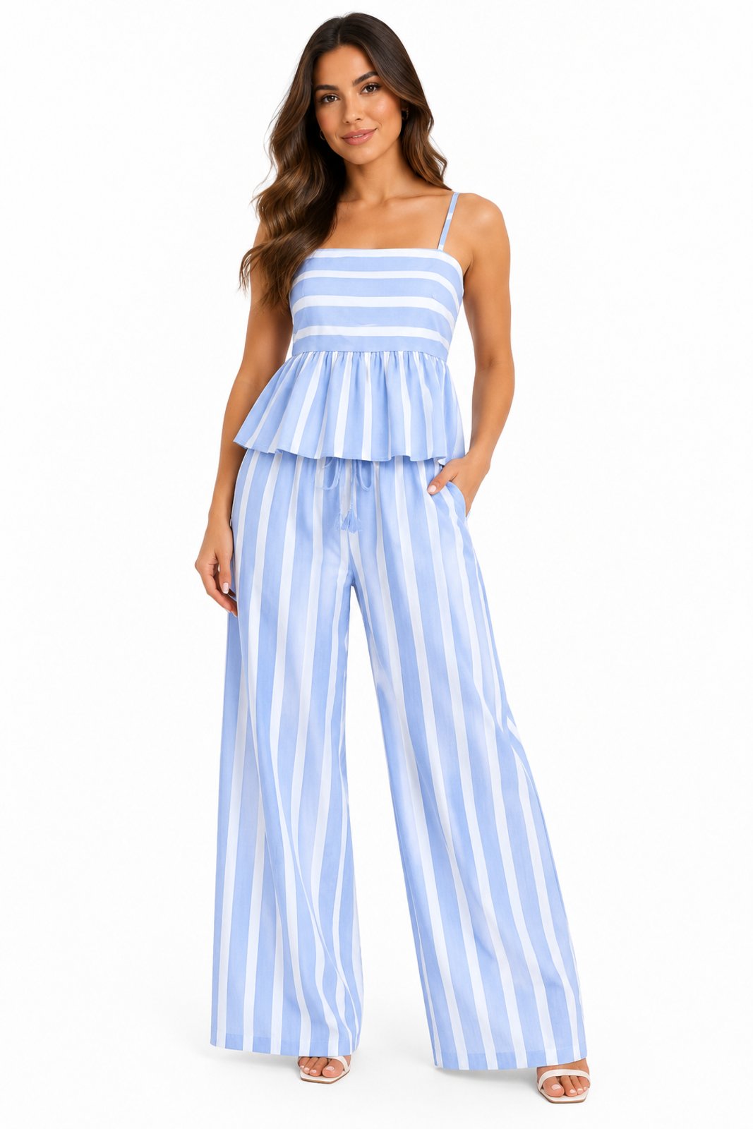 Conjunto D Bell Outlet Fashion Listrado Riviera Algodão Azul