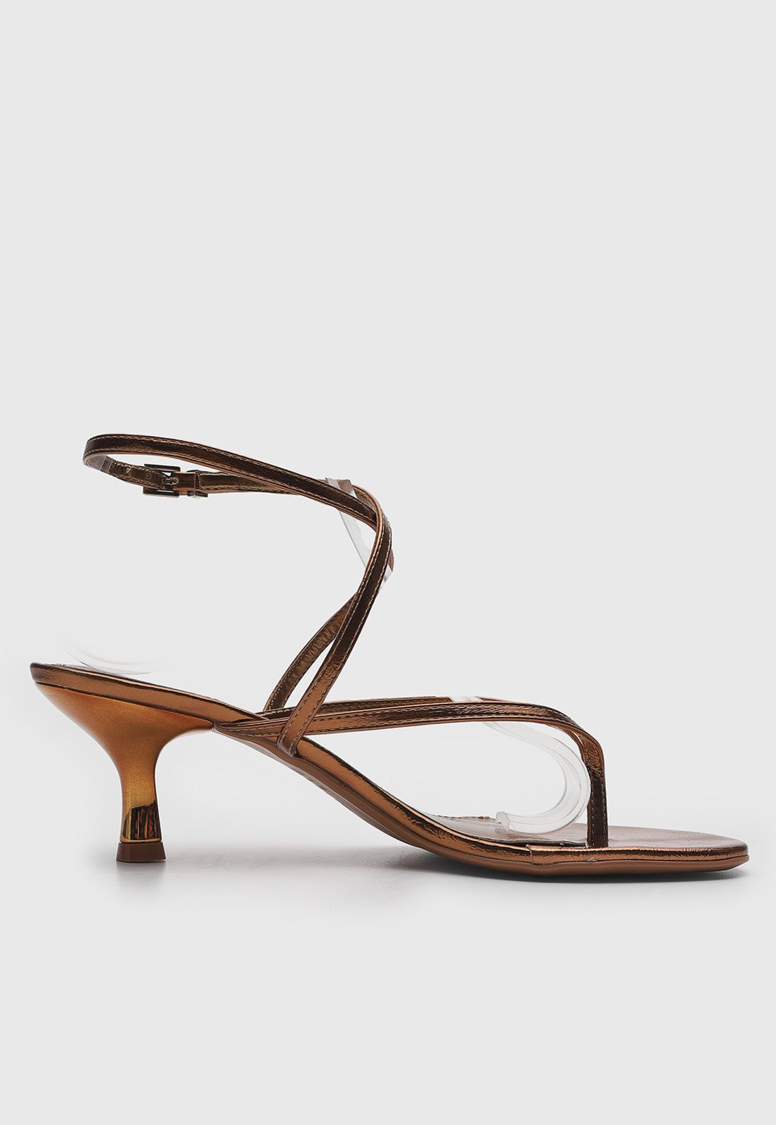 Vista 3 Sandália Feminina Santa Lolla Salto Baixo Tiras Metalizadas bronze Santa Lolla bronze