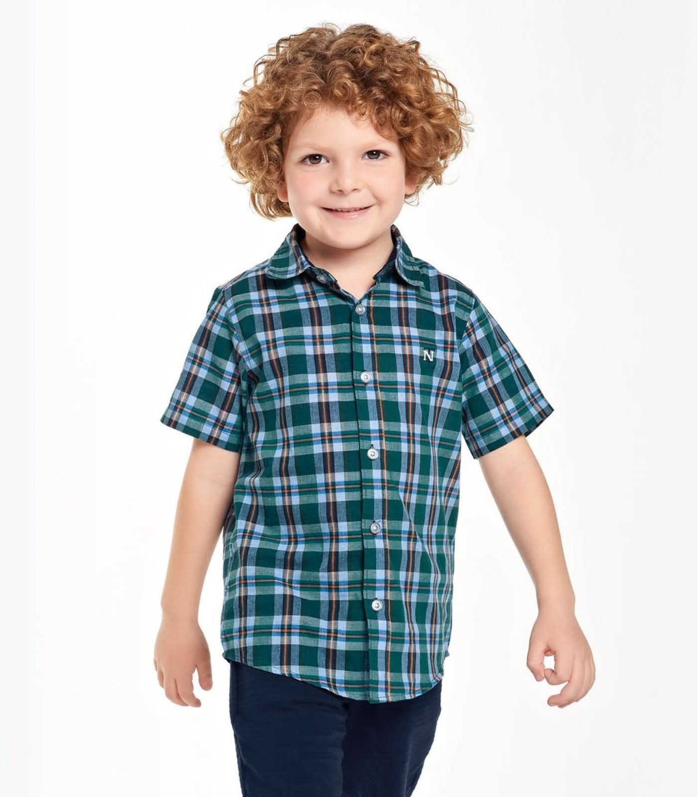 Infantil – Camisa Masc Tricoline Xadrez Trick Nick Verde