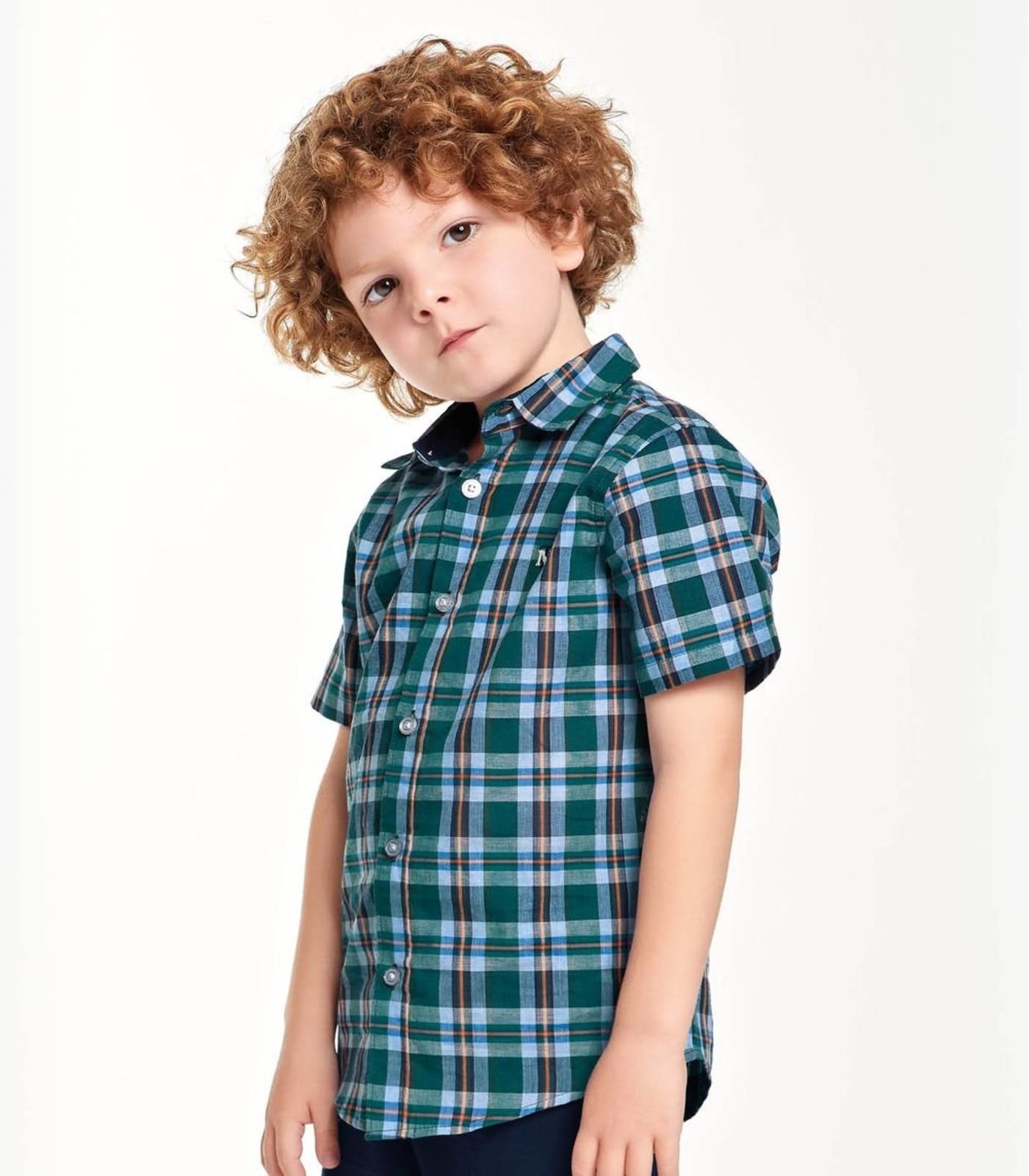 Vista 3 Infantil - Camisa Masc Tricoline Xadrez Trick Nick azul Trick Nick azul