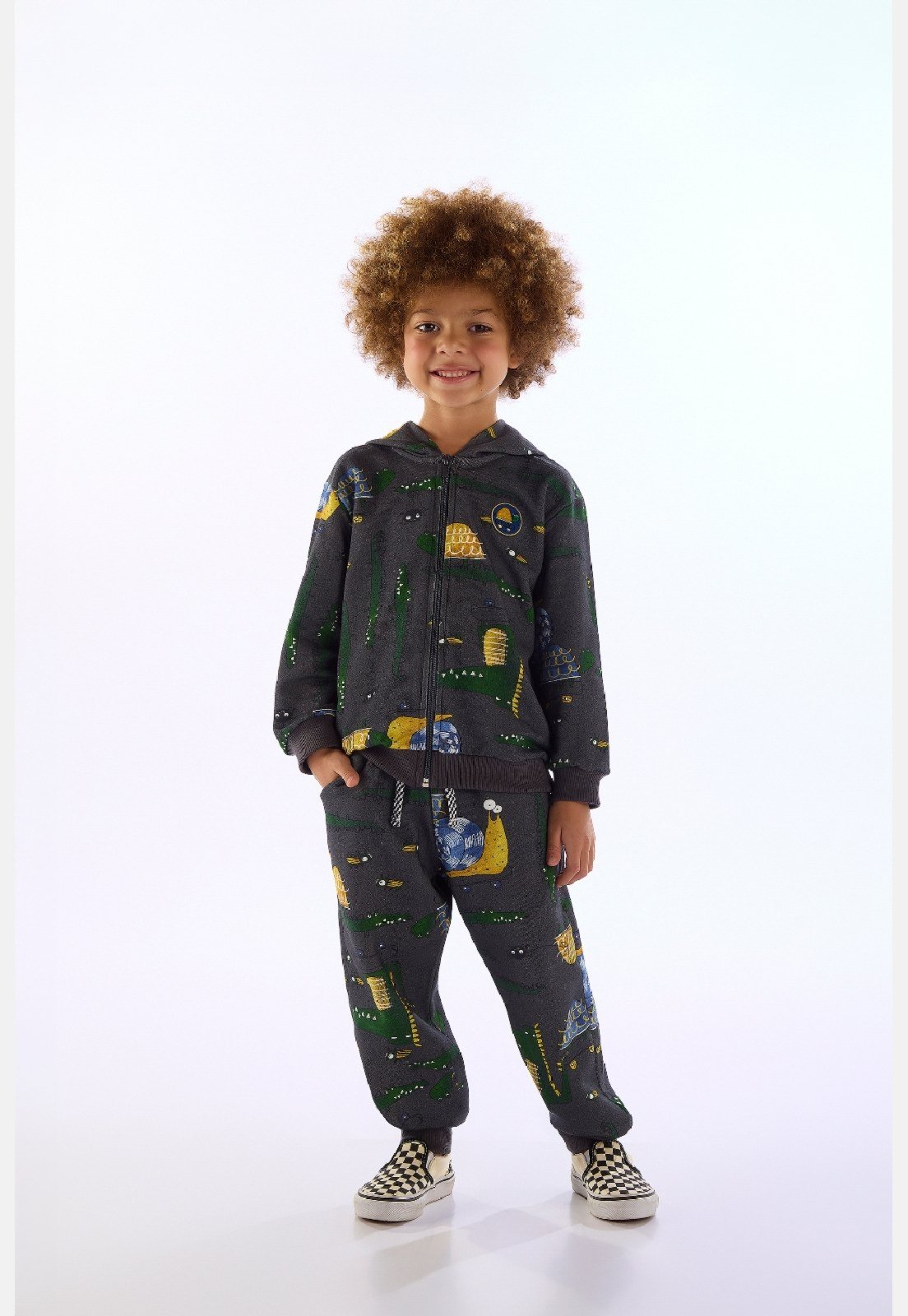 Infantil - Conjunto Pega-Pega Jaqueta Calça Três e Já Cinza