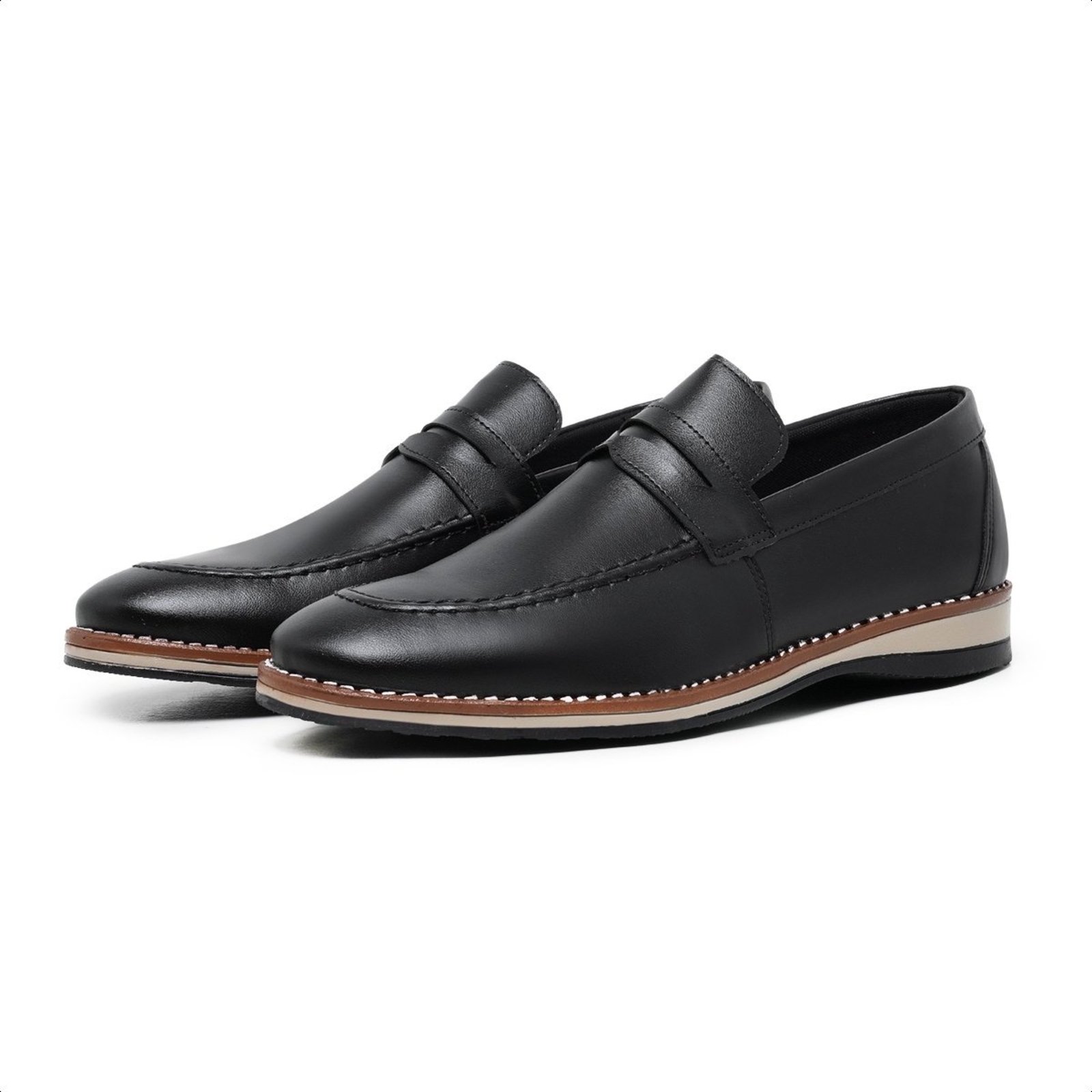 Sapato Mocassim Masculino Social Premium Casual Calce Facil Preto