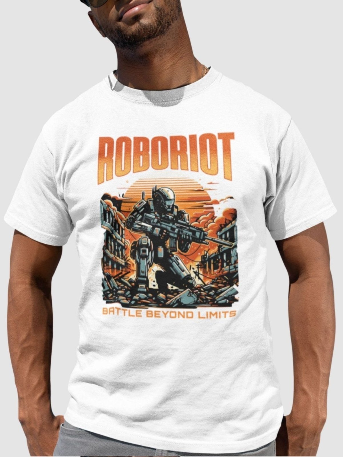 Camiseta Básica Masculina GuGi Roboriot Scifi Revolução Das Maquinas Exterminador Do Futuro Branco