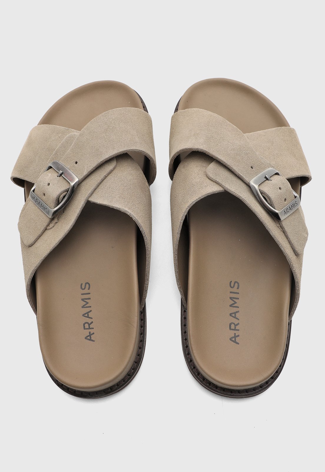 Chinelo Masculino Aramis Resort Cross Couro Bege