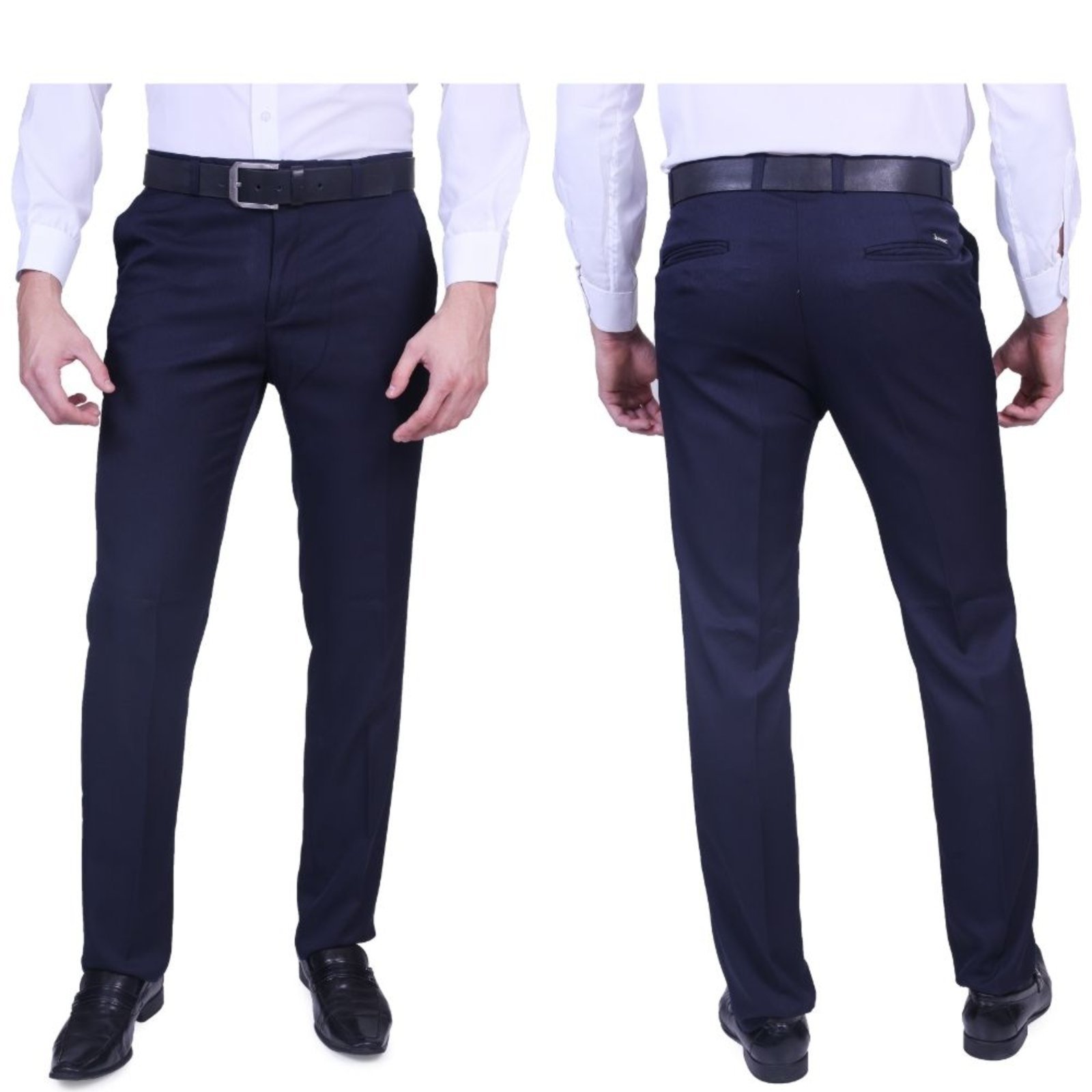 Calça social alfaiataria Amil risca de giz marinho elegancia e qualidade Marinho