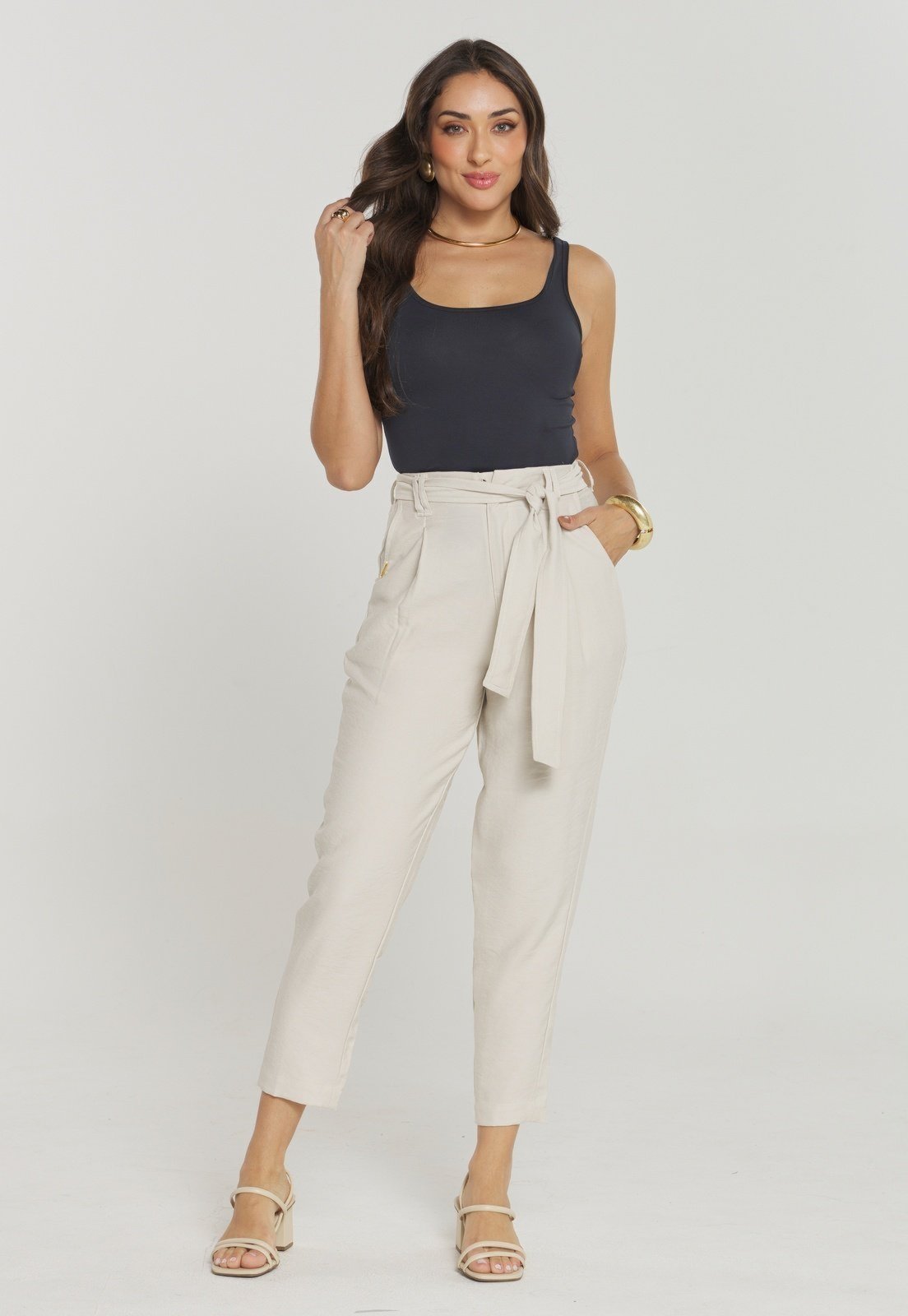 Calça Rudély Com Amarração Bege
