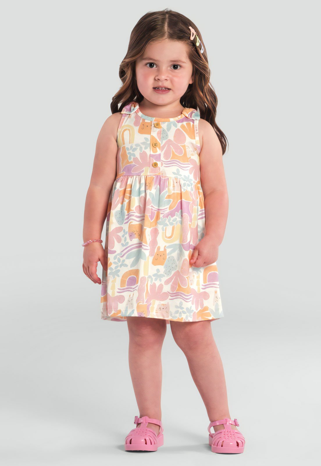 Vista 2 Vestido Brandili Full Print Off-White Brandili off-white white