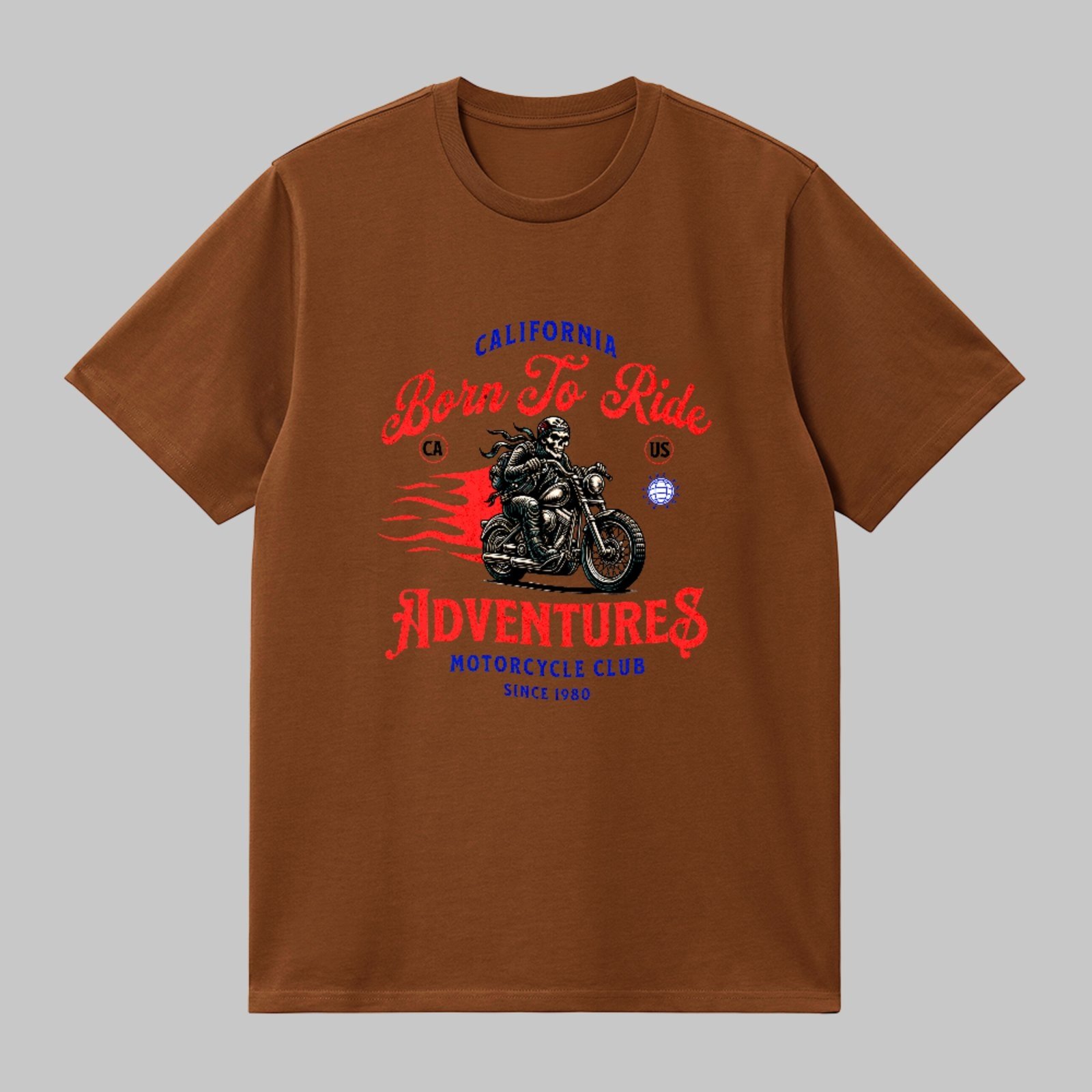 Camiseta Básica Born To Ride Adventures Unissex Marrom