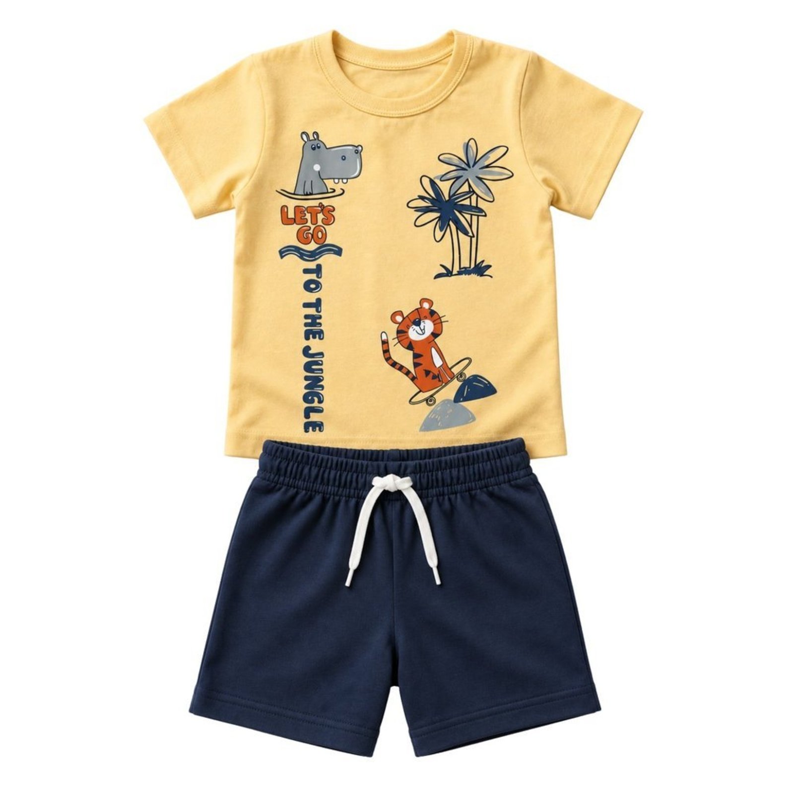 Infantil - Conjunto Menino Camiseta Meia Malha Penteada Bermuda Moletinho — foto 4