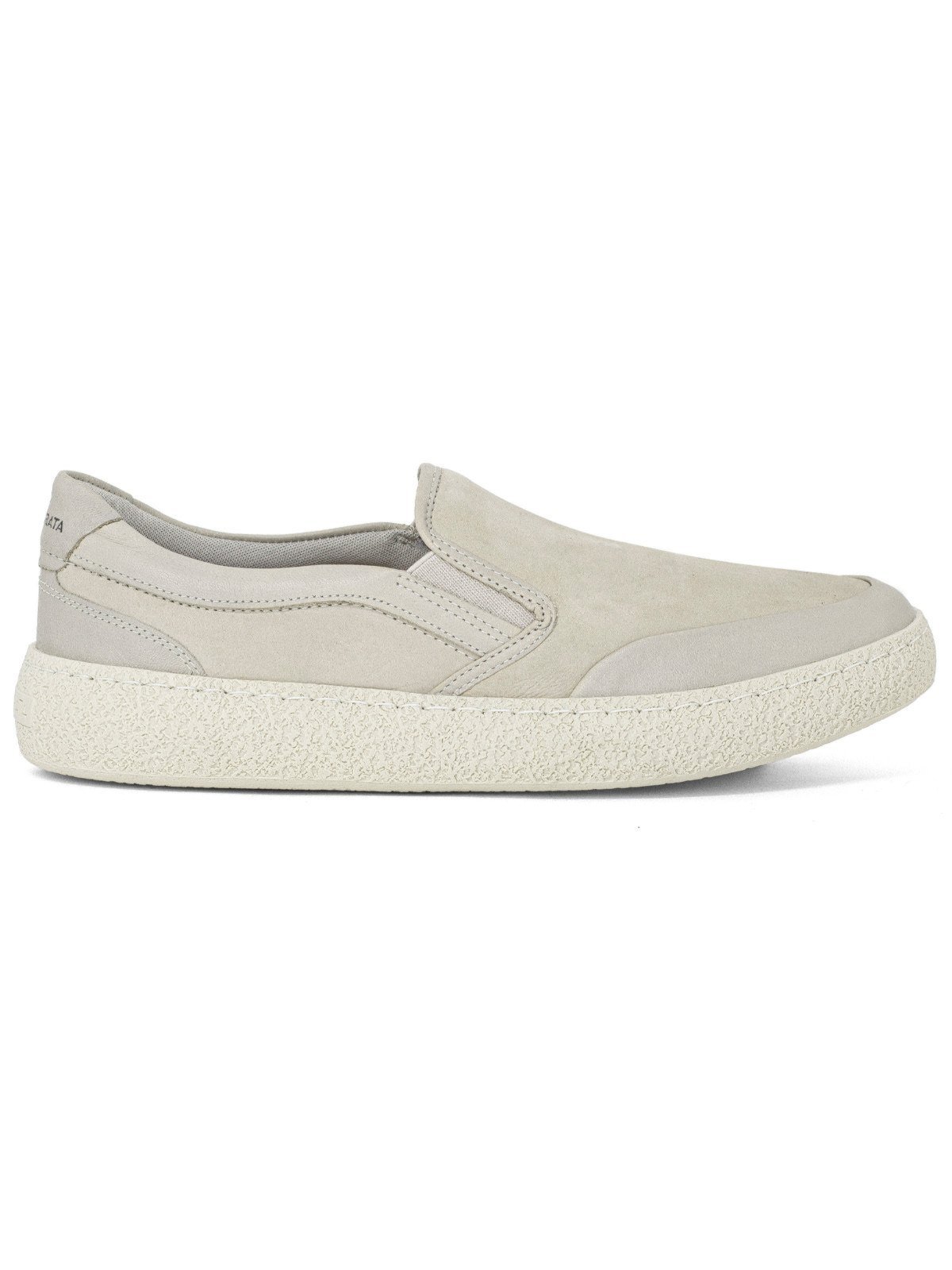 Tênis Masculino Slip On Democrata Casual Denim Bora Couro Elástico Conforto Branco Off White