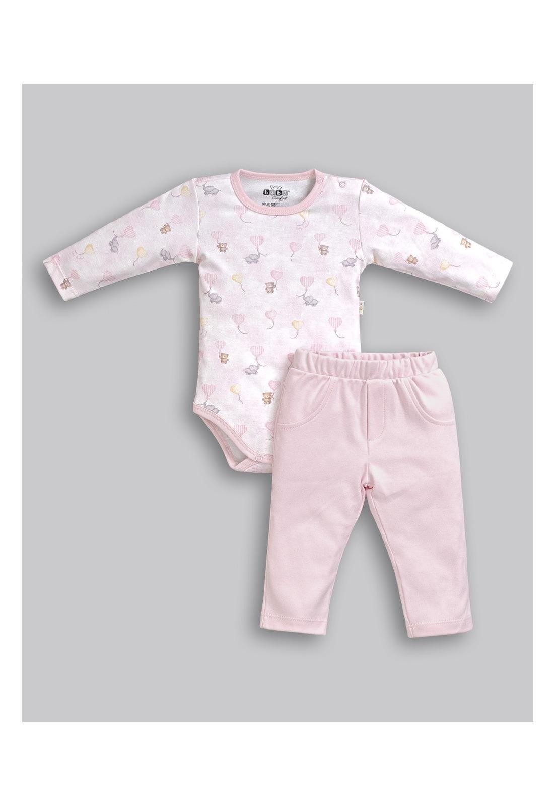 Infantil - Conjunto Calça Body Manga Longa Anjos Baby G Rosa