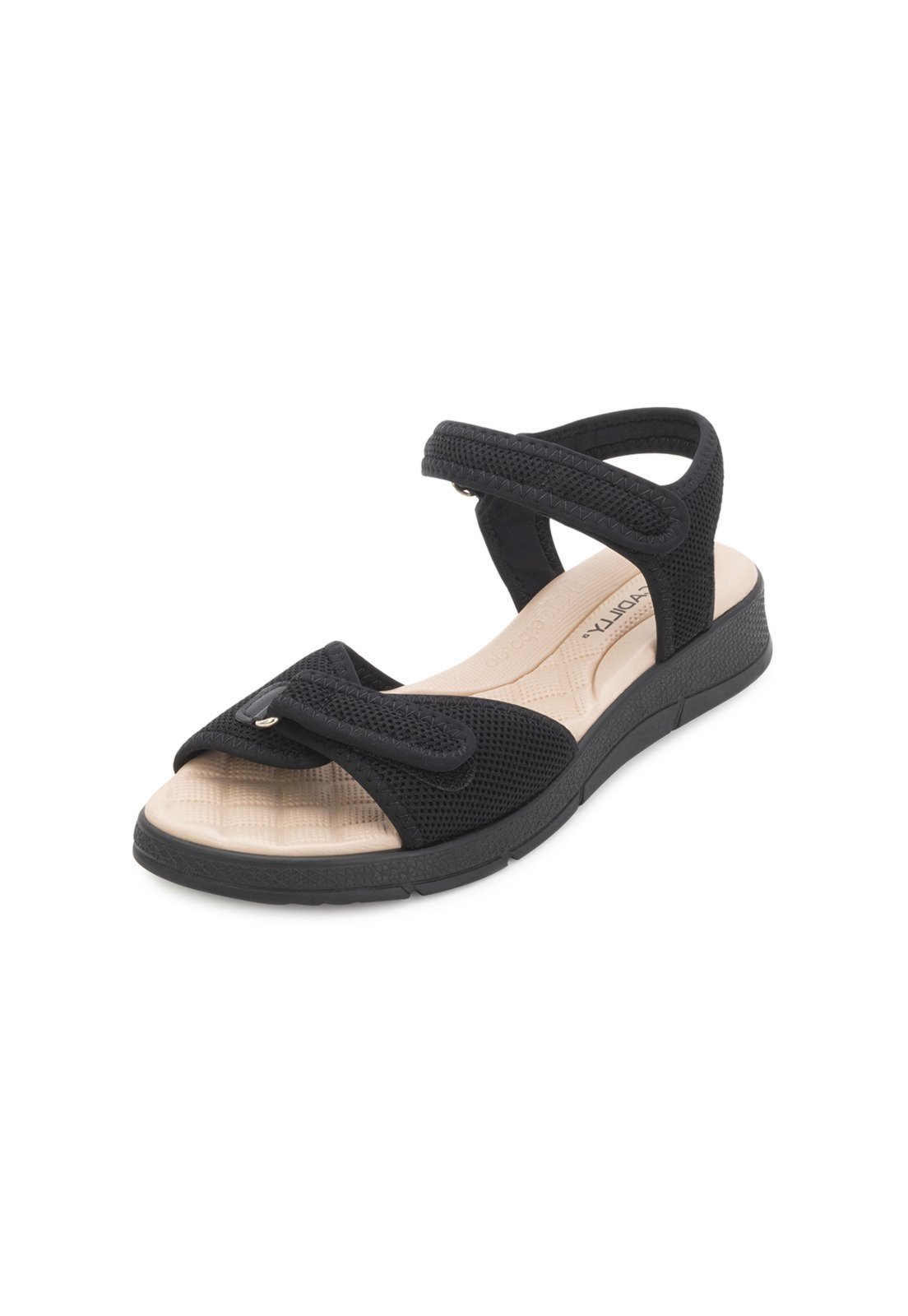 Sandália Papete Piccadilly PD24-57101 Preto-Bege