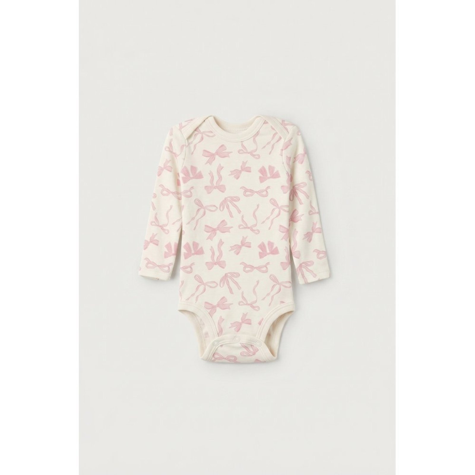 Infantil - Body Longo Off White Laço Rosa