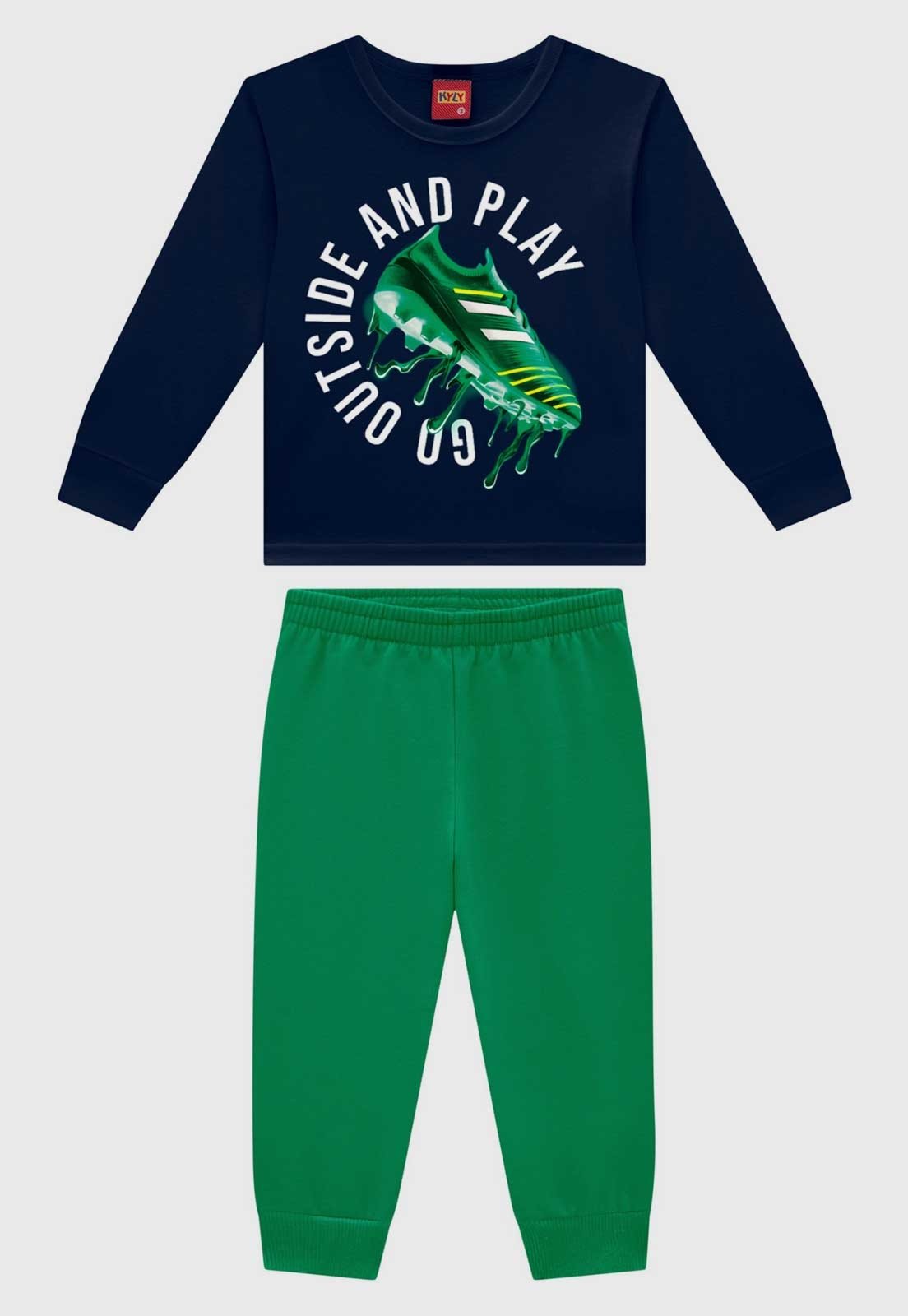 Infantil - Conjunto Kyly Estampa Go Outside And Play Azul Marinho