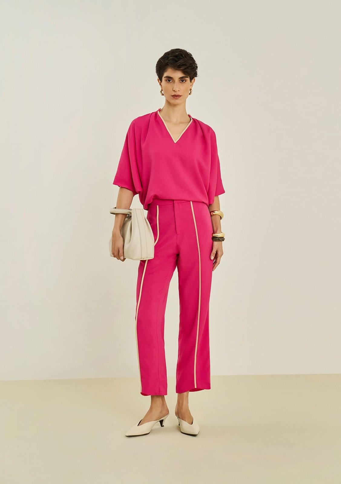 Calça Maria Valentina Reta Alta Rosa