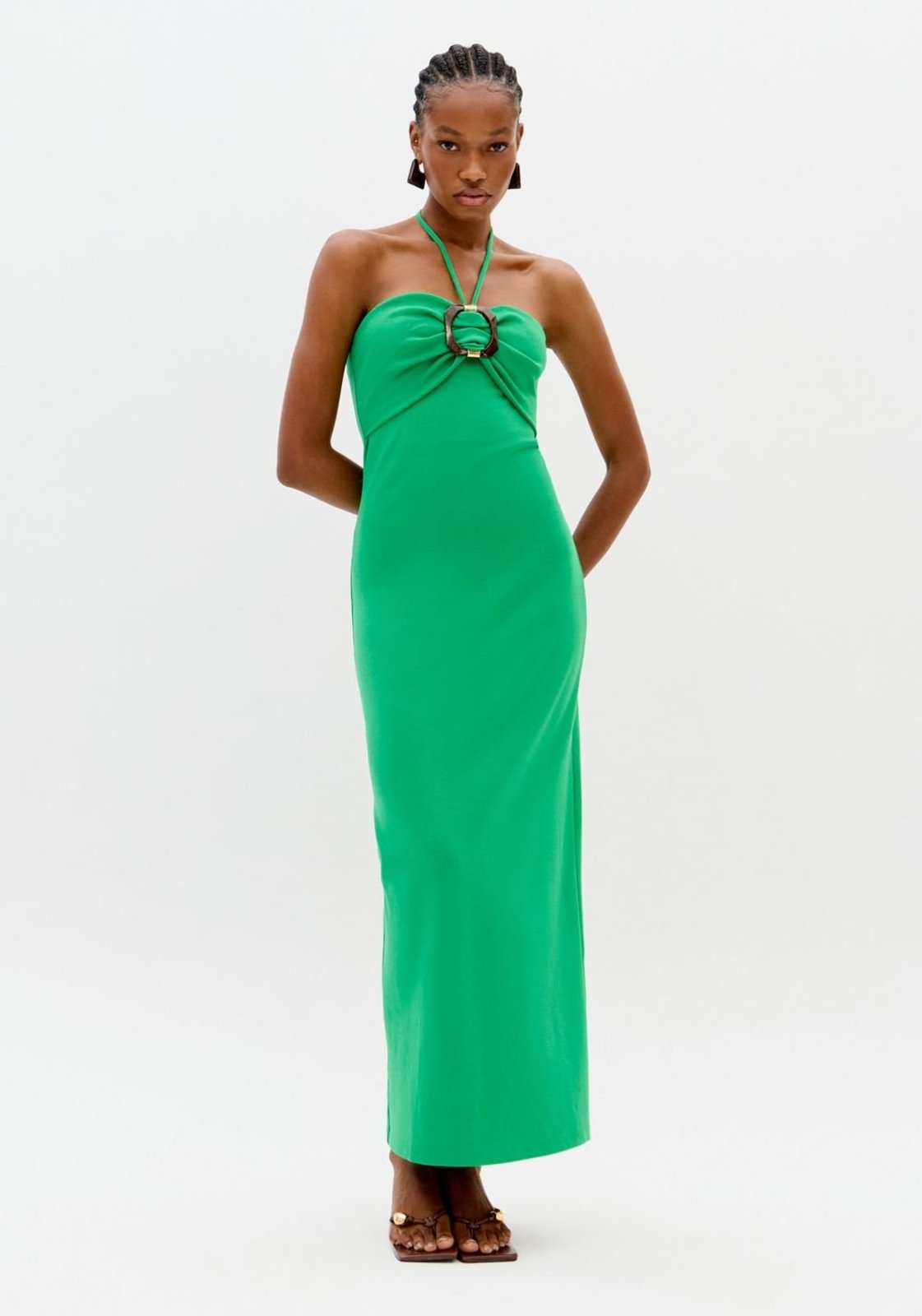 Vista 2 Vestido Super Midi Frente Única Lança Perfume bege Lança Perfume bege