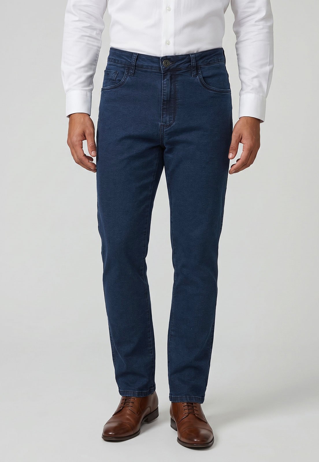 Calça Masculina Dudalina Jeans Cintura Média Azul
