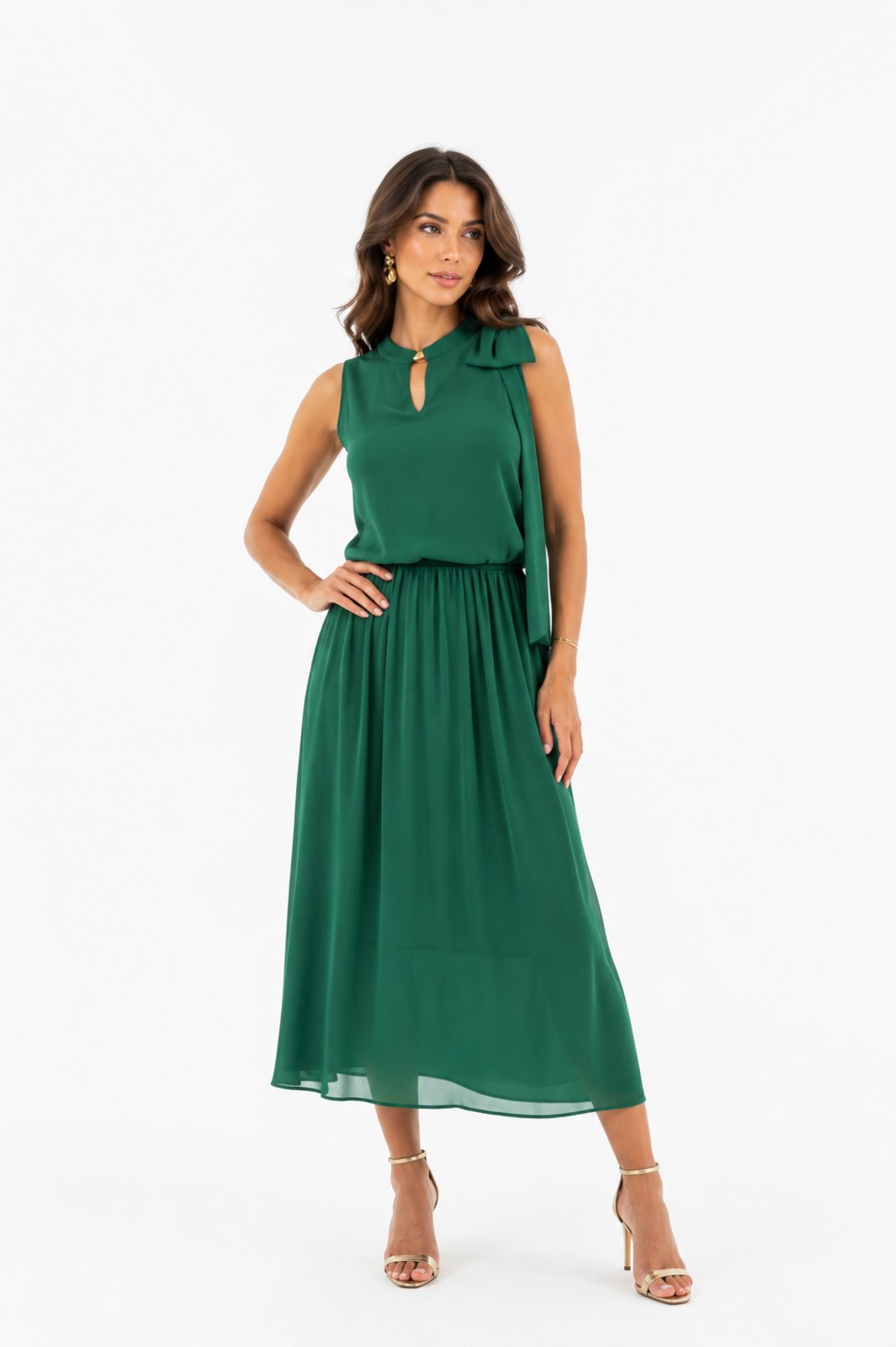 Conjunto D Bell Outlet Fashion Chiffon Plissé Verde