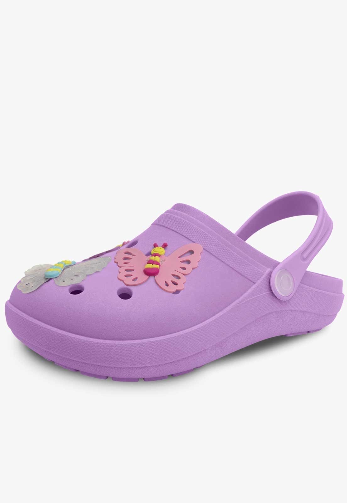 Vista 2 Infantil - Babuche Pópidi Borboletas Menina Sandália Lilas Pópidí lilás