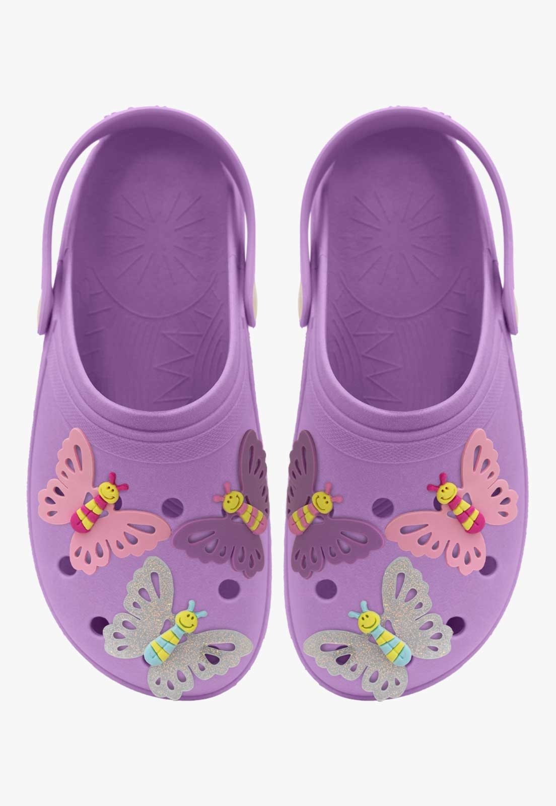 Vista 3 Infantil - Babuche Pópidi Borboletas Menina Sandália Lilas Pópidí lilás
