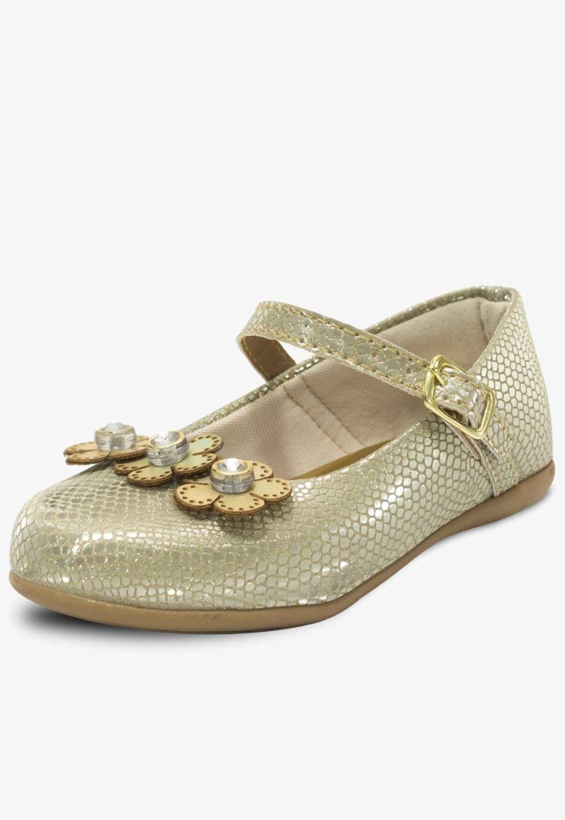Vista 2 Infantil - Sapatilha Rasteira Feminina Casual Pópidi Menina Festa dourado Pópidí dourado