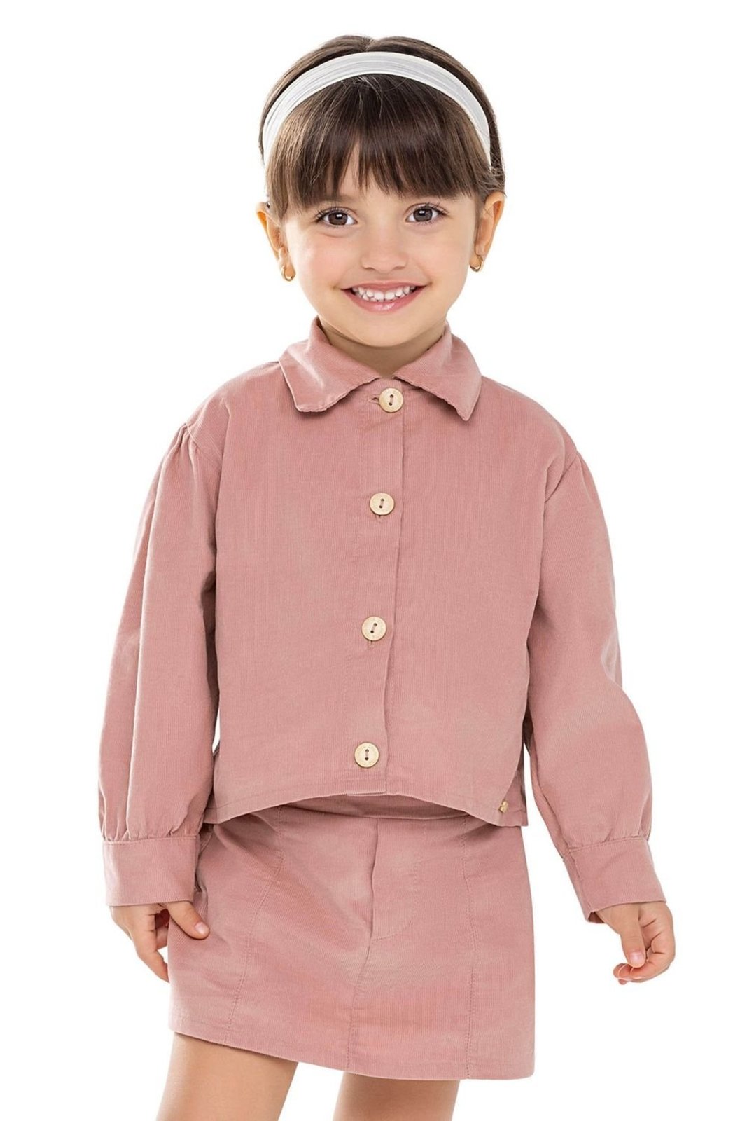 Infantil - Conjunto Menina Veludo Cotelê Colorittá Rosa