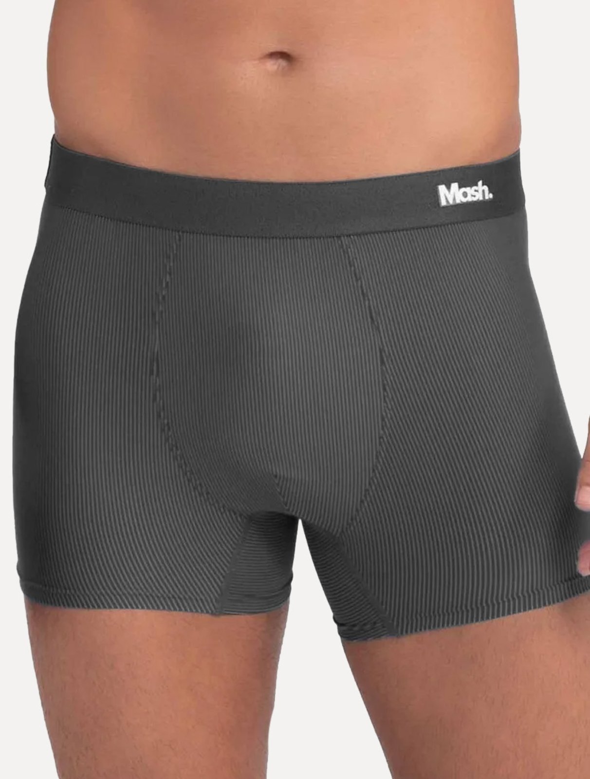 Vista 3 Cueca Mash Boxer Microfibra Risca de Giz Chumbo azul marinho MASH azul marinho
