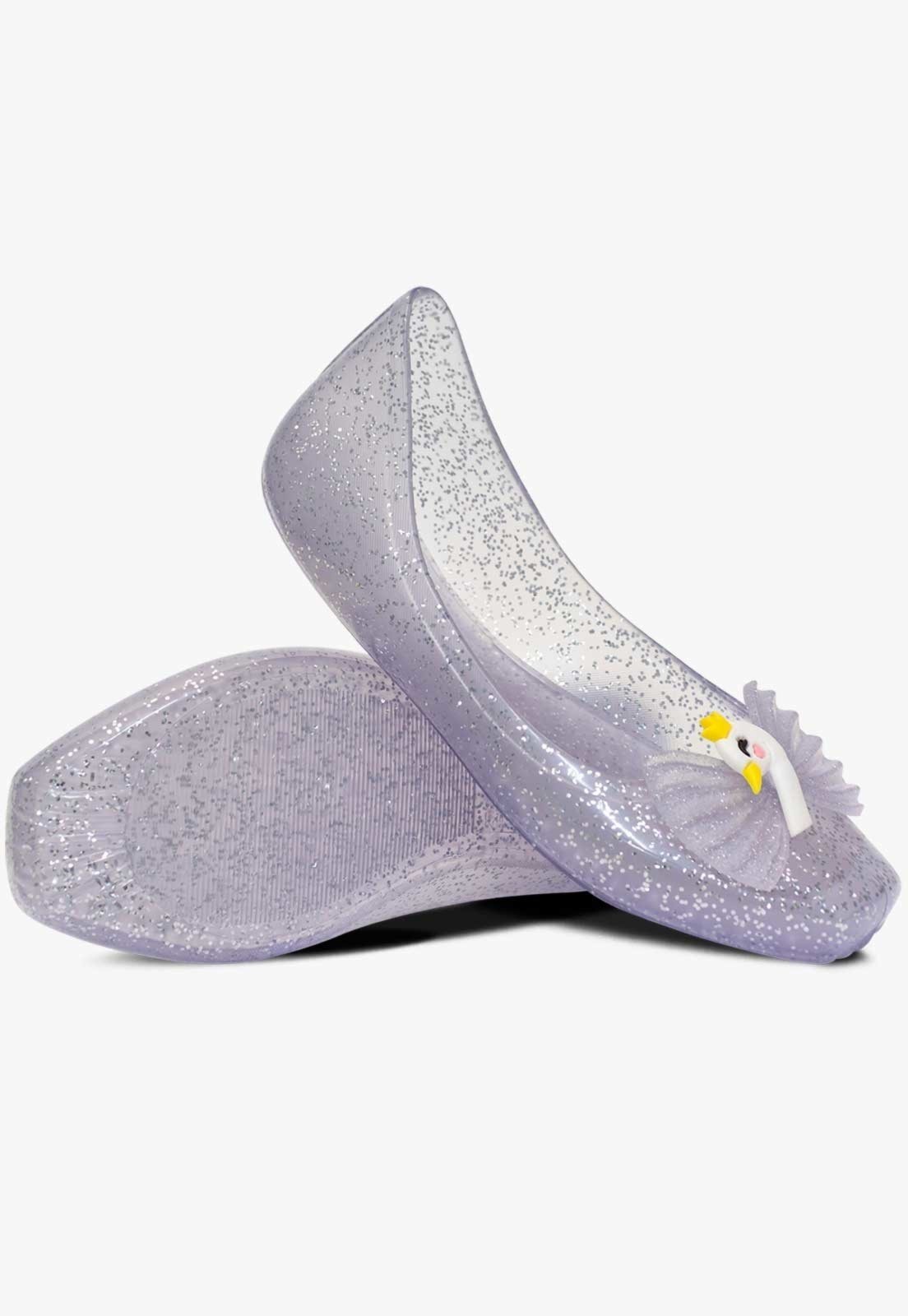Vista 3 Infantil - Sapatilha Feminina Pópidi Laço Cisne Glitter prata Pópidí prata