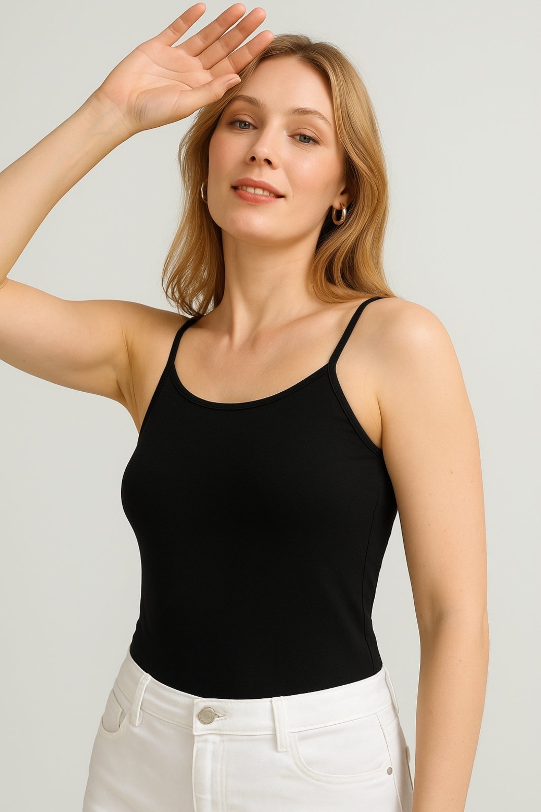 Camisa D Bell Outlet Fashion Alça Fina Preto