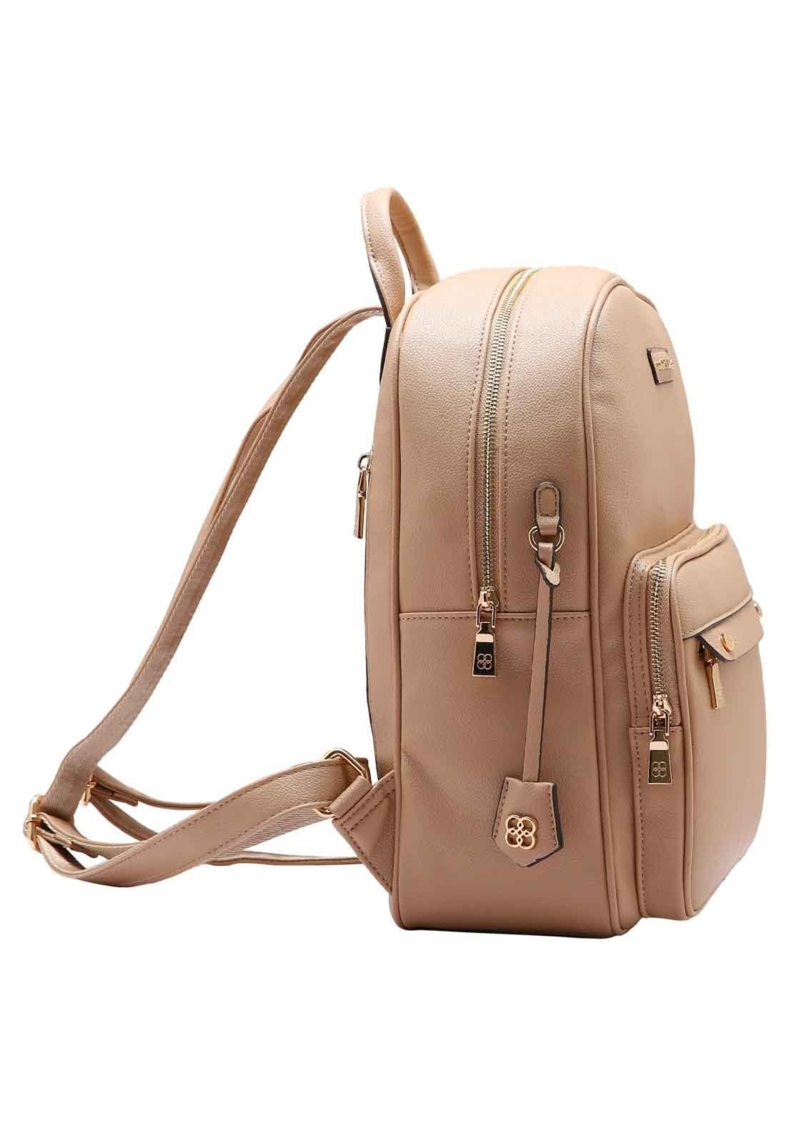 Vista 3 Mochila Feminina Chenson Original Detalhe Chic Costas 8484983 bege Chenson bege