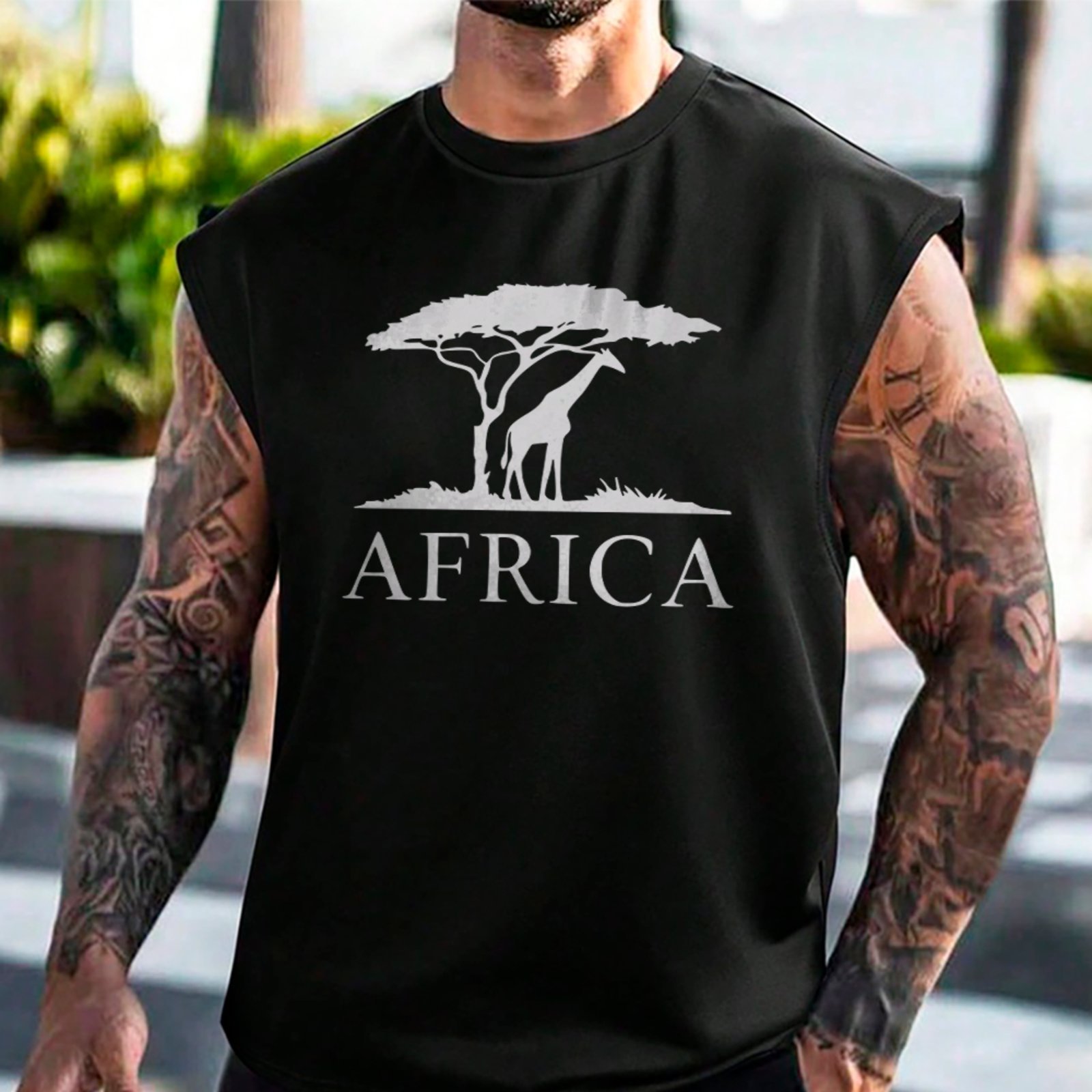 Camiseta Regata Machão Africa Safari Nature Streetwear Premium Preto