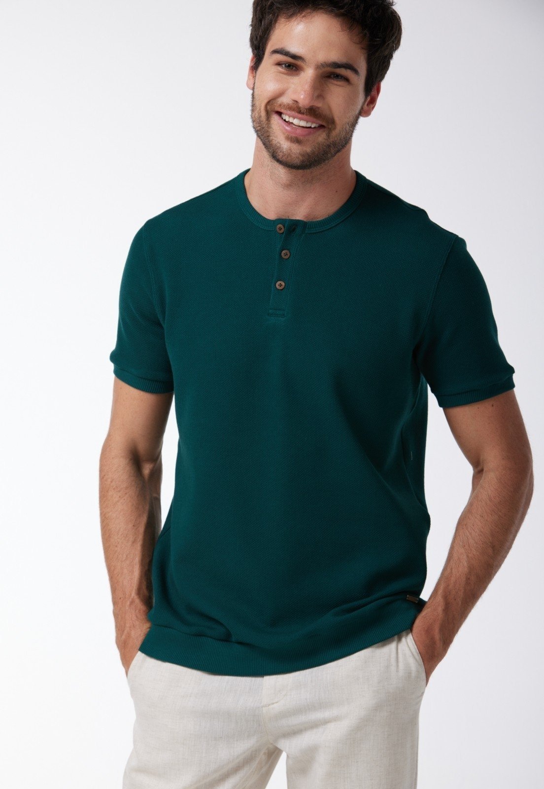 Camiseta Traymon Decote Português Verde Escuro