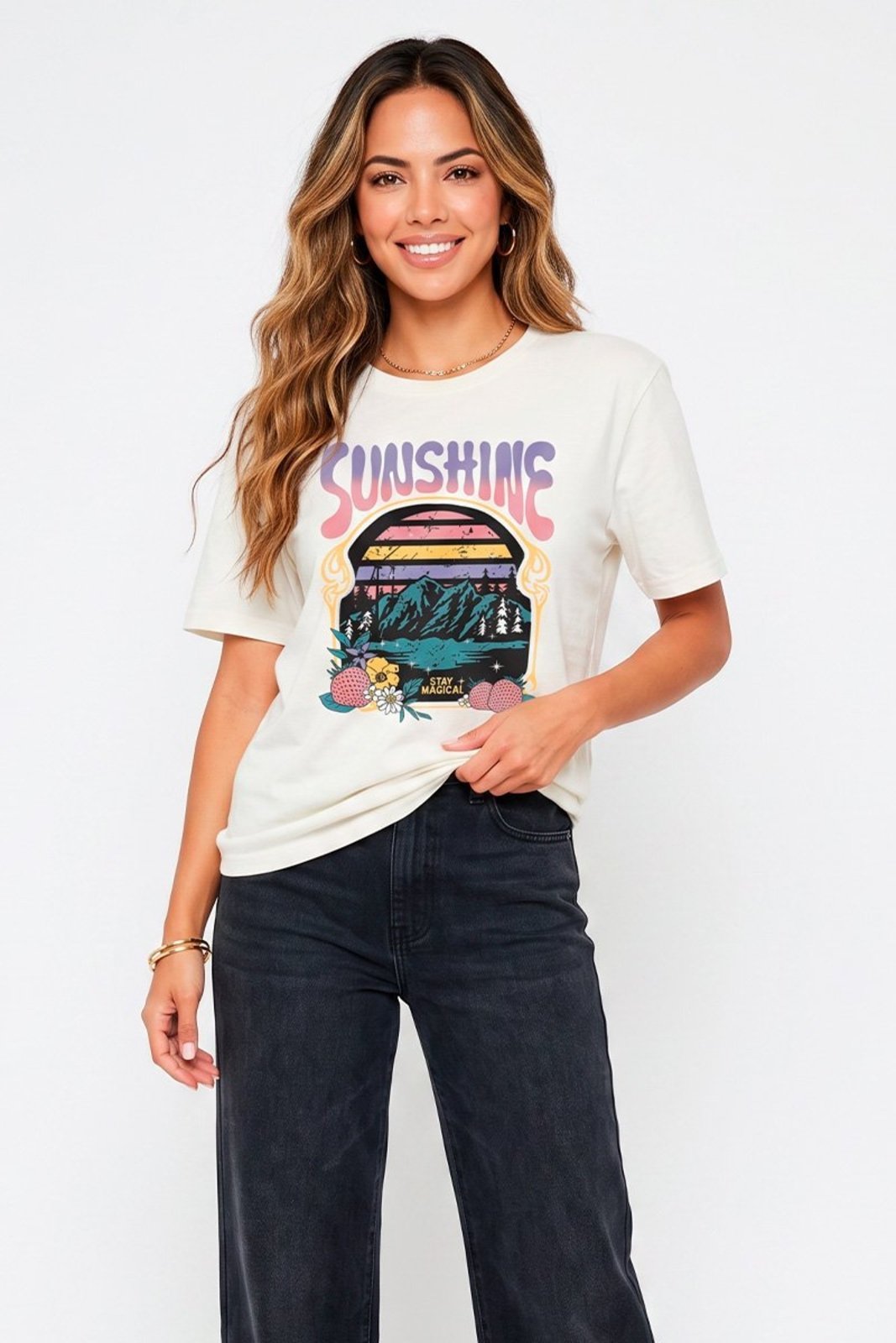 T-shirt Feminina Cianitas Off Estampa Sunshine