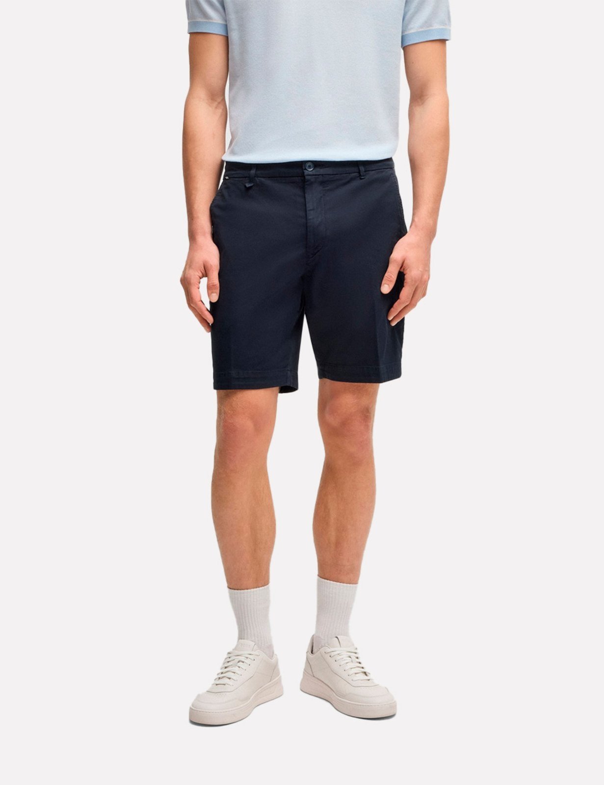 Bermuda Hugo Boss Masculina Slim Fit H-Slice-Shorts-L Sarja Azul Marinho