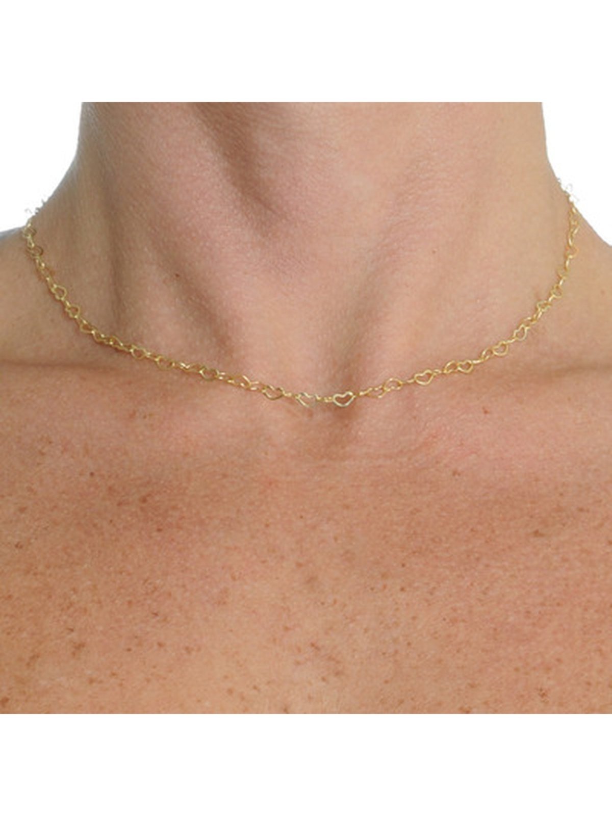 Vista 3 Choker Elos Corações Banhada a Ouro 18k Alexandra Michelassi Semijoias dourado