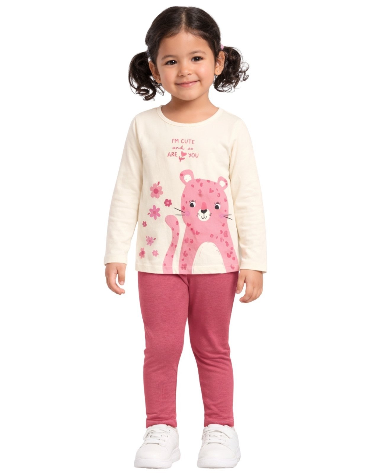 Infantil - Conjunto Blusa Meia Malha e Legging Brandili Oncinha Off White