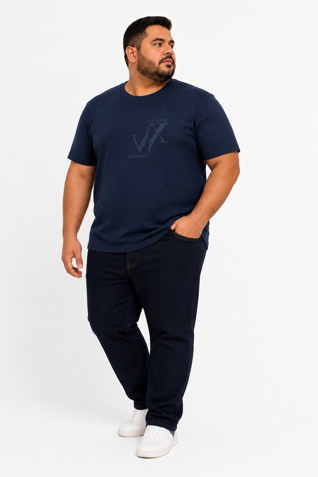 Camisa Masculina D Bell Outlet Fashion Básica Plus Size Azul Marinho