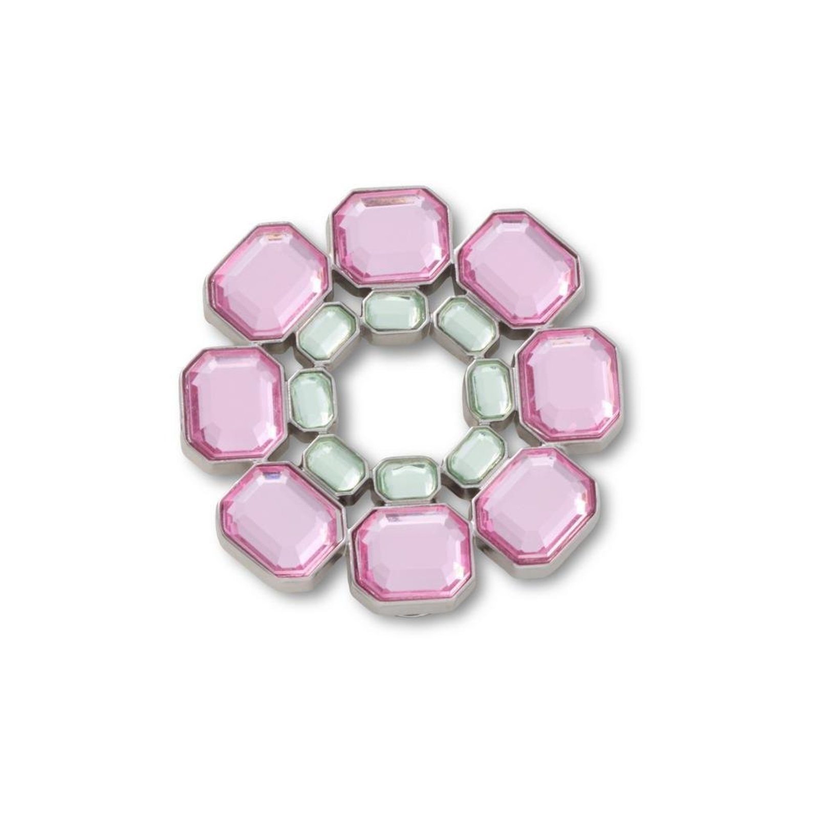 Infantil - Jibbitz™ Círculo Com Gemas Rosas e Verdes Único Branco